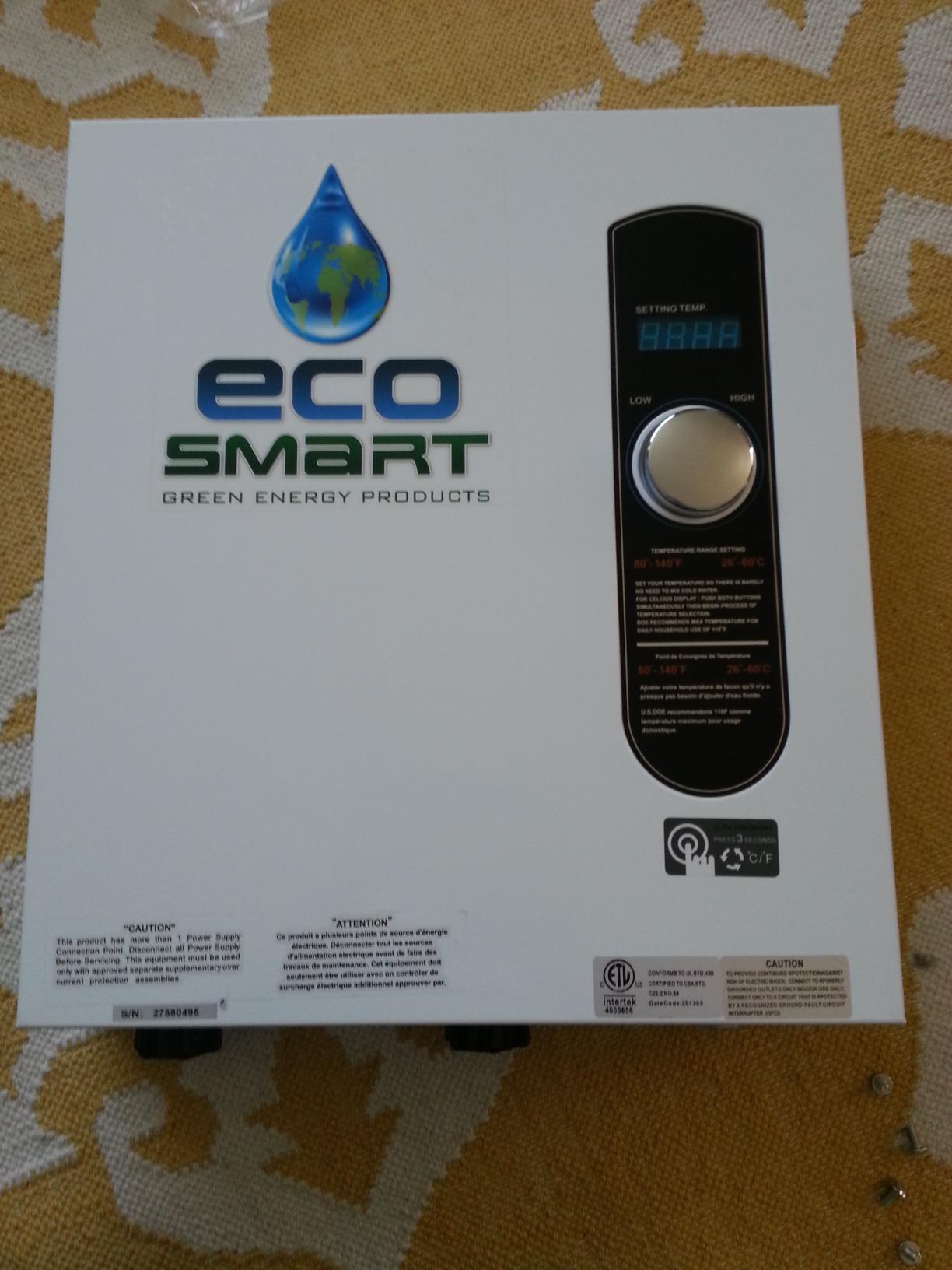 EcoSmart ECO 27 Electric Tankless Water Heater, 27 KW at 240 Volts, 112.5 Amps with Patented Self Modulating Technology, 17 x 17 x 3.5, White customer photo 2