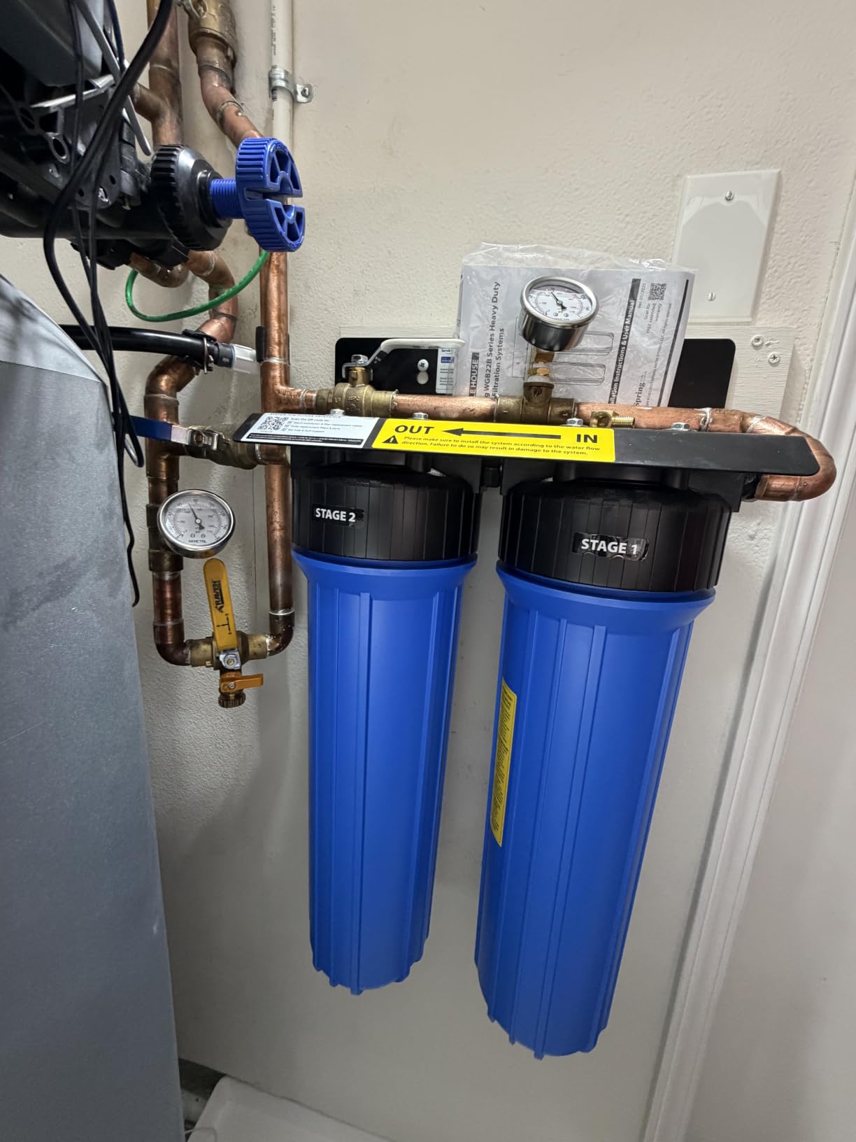 iSpring WGB22B 2-Stage Whole House Water Filtration System, 20” x 4.5” Sediment & Carbon Block Filters, Removes up to 99% Chlorine, Fine Sediment and Bad Taste Removal customer photo 2