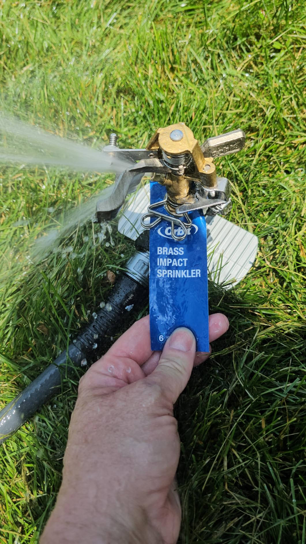 Orbit 56946 Lawn Sprinkler - Heavy-Duty Brass Impact Head, Adjustable 360 Degree Coverage, Up to 90 ft Diameter, Zinc Spike Base, Durable Outdoor Watering customer photo 1