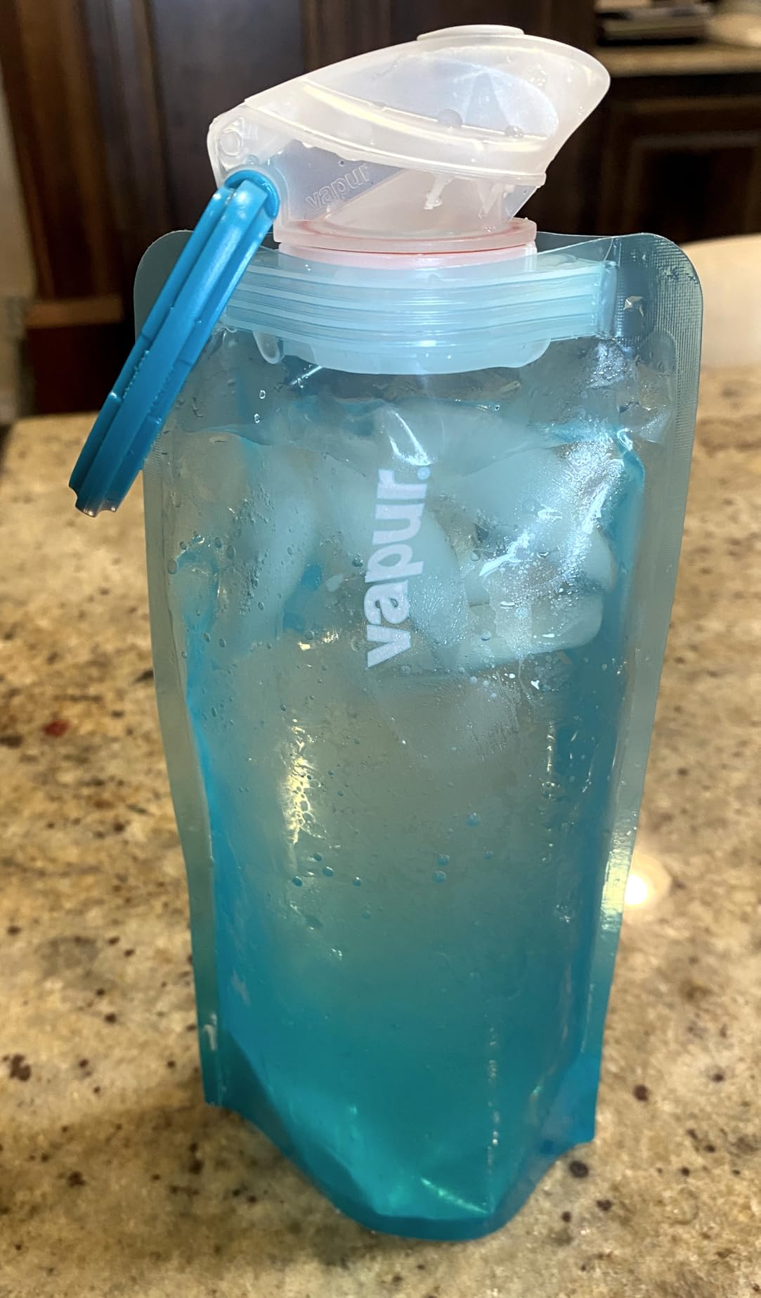 Vapur Collapsible Water Bottle With Carabiner, Compact Bottle Folds Flat For Hydration On The Go, Ideal for Traveling, Hiking or Camping, 34 Ounce, Grey & Teal, Pack of 2 customer photo 1