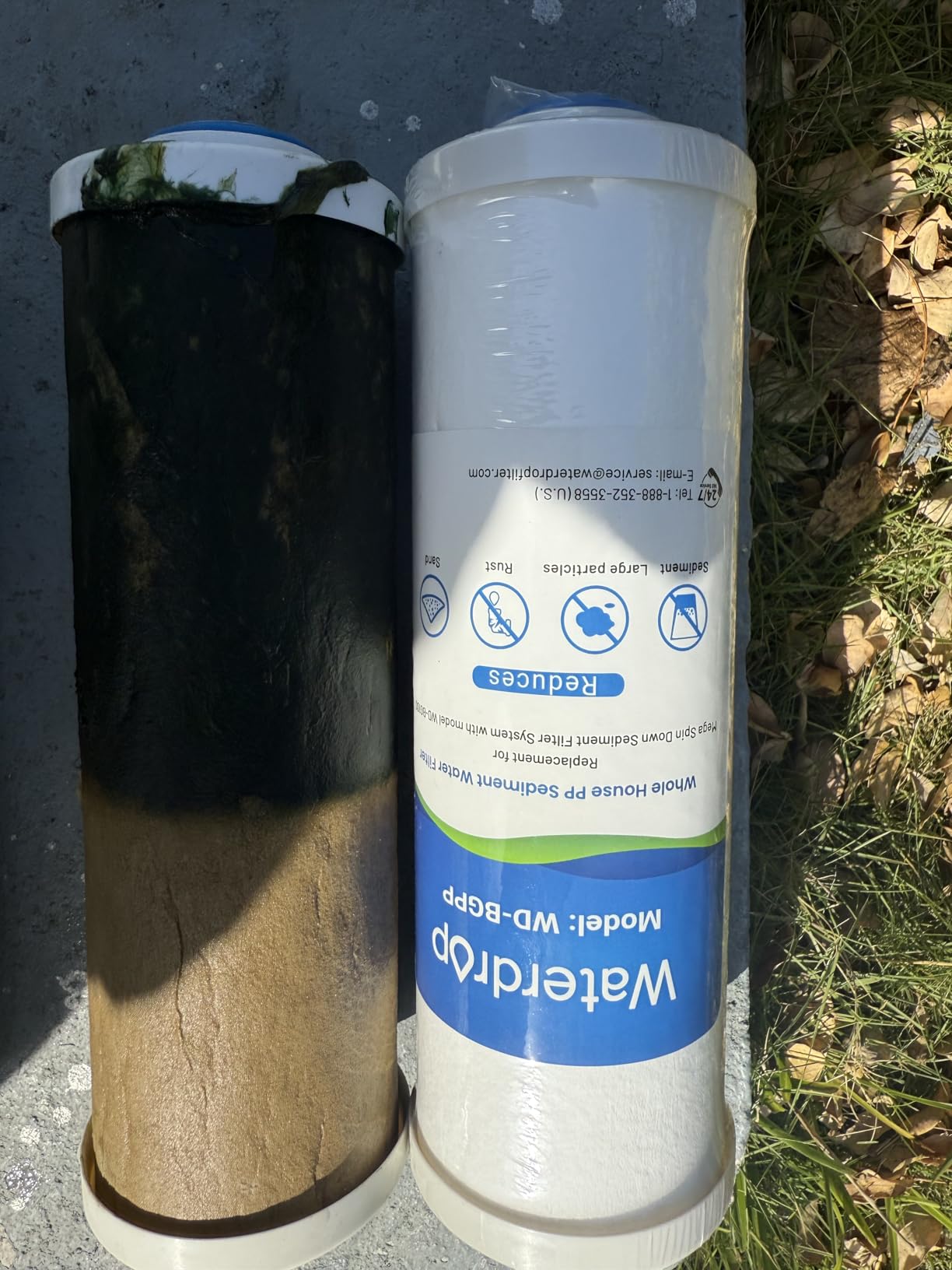Waterdrop Mega Spin Down Sediment Filter, Upgraded Reusable Backwash Whole House Water Filter System for City/Well Water, 50 Micron+100 Micron, 1