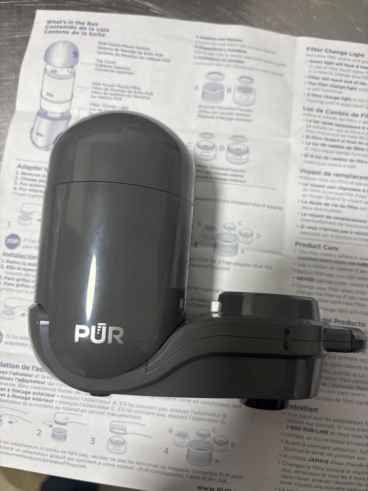 PUR Plus Vertical Faucet-Mount Water Filtration System, Lead-Reducing Filter, Easy Installation, 100-Gallon Capacity, Compatible with External Aerators, Grey customer photo 2