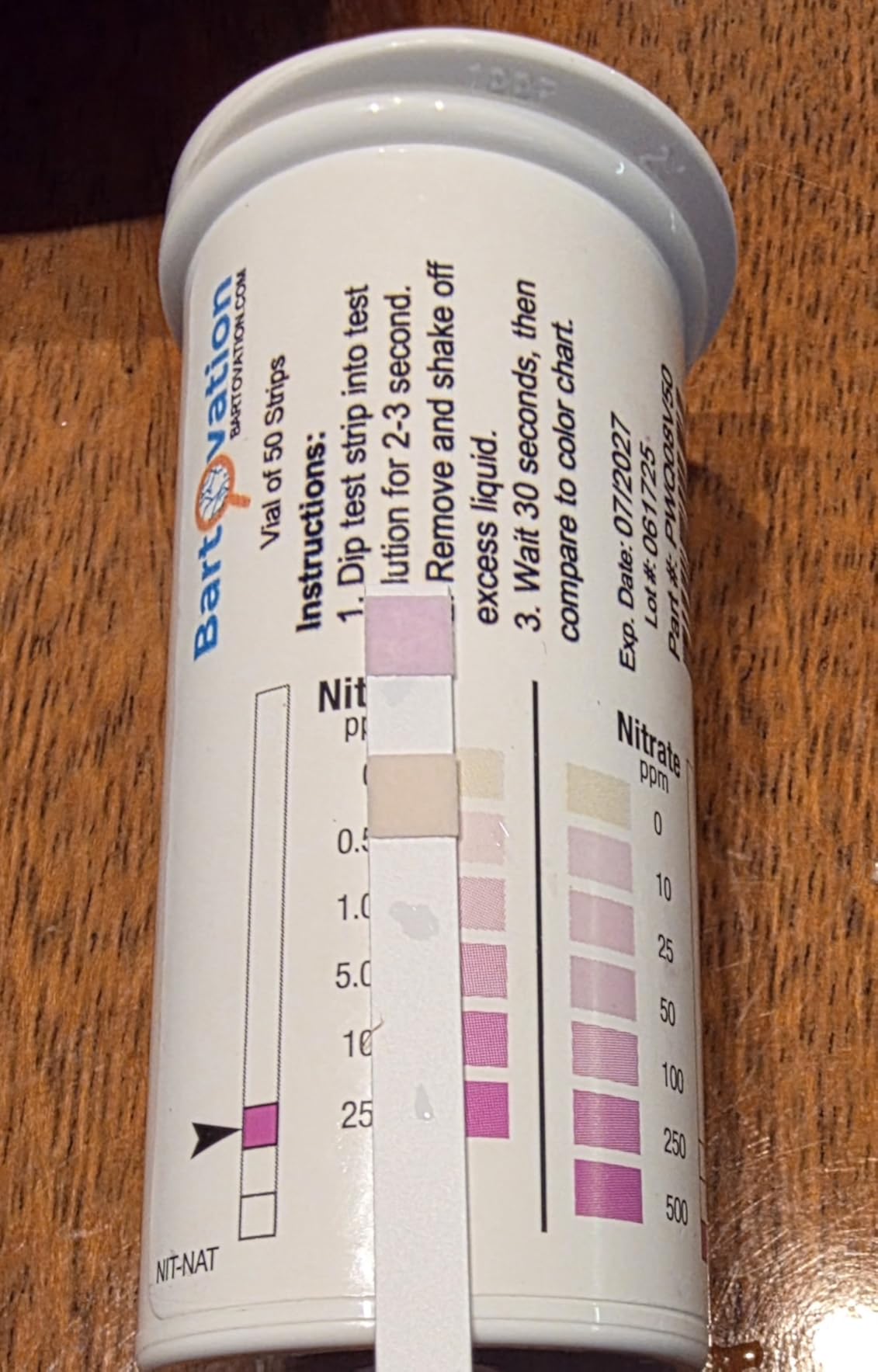 Bartovation Nitrite 0-25 ppm & Nitrate 0-500 ppm Test Strips, 50-Pack | Two Pad Test, Made in USA customer photo 2