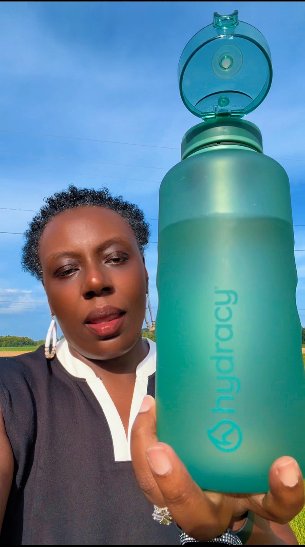 Hydracy Motivational Water Bottle with Time Marker & Fruit Infuser 32 oz, BPA-Free Tritan, Leakproof Flip-Top Lid, No-Sweat Sleeve, Carry Strap customer photo 2