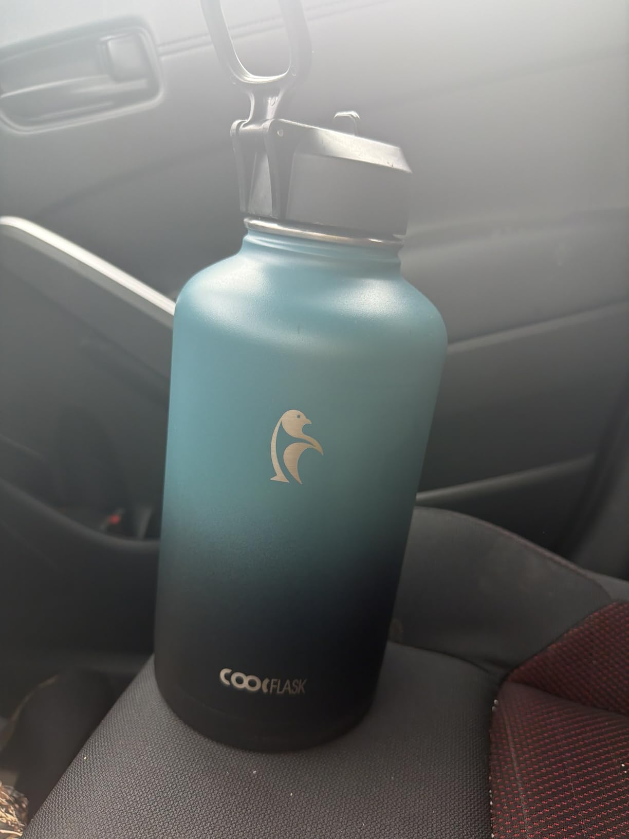 Coolflask 128 oz Gallon Water Bottle Insulated with Straw&3 Lids, Water Jug Large Stainless Steel Metal Vacuum Wide Mouth for Sports, Gym or Office, Non-BPA Keep Cold 48H Hot 24H, Samurai Cyan customer photo 2