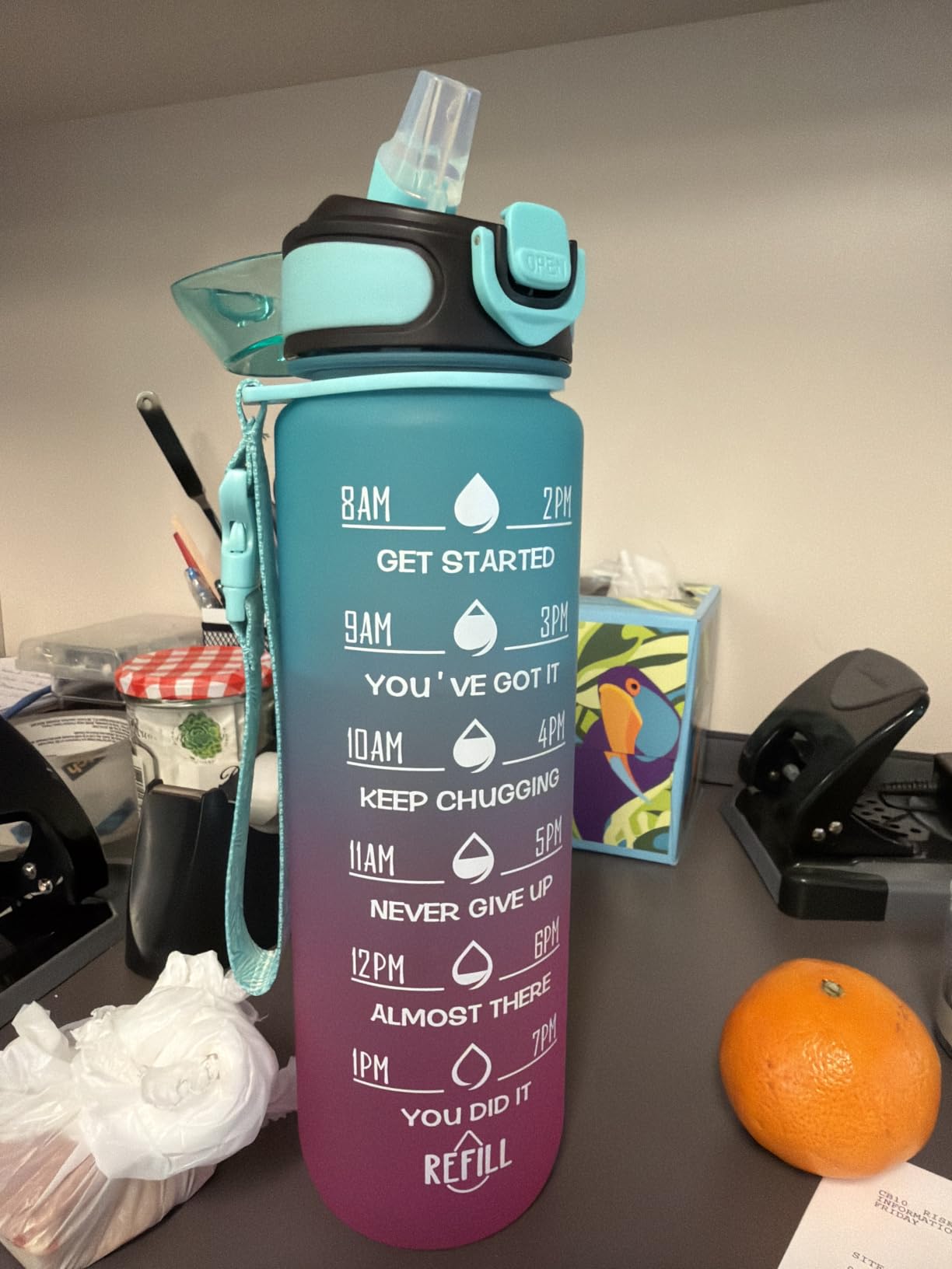 Enerbone 32 oz Drinking Water Bottle with Times to Drink and Straw, Motivational with Carrying Strap, Leakproof BPA & Toxic Free customer photo 2