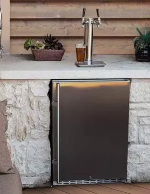 ICEJUNGLE Full Size Kegerator Outdoor Dual Tap Draft Beer Dispenser Beverage Beer Cooler Temperature Control Drip Tray Rail Fits 3x5 Gallon 2x1/6 Kegs Half Barrel Keg customer photo 2