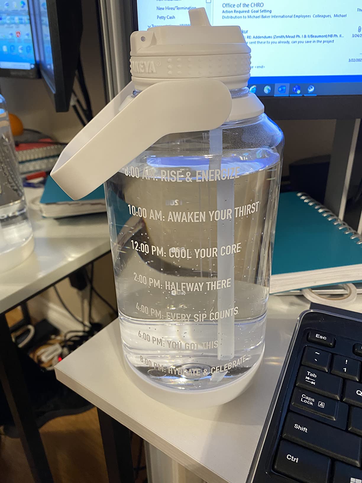 Takeya Motivational Water Bottle with Straw Lid and Time Marker (64 oz), Leakproof, BPA Free Water Bottle for Daily Intake Tracking customer photo 2