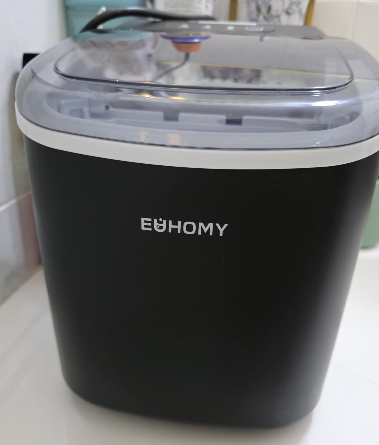 EUHOMY Countertop Ice Maker Machine with Handle, 26lbs in 24Hrs, 9 Ice Cubes Ready in 6 Mins, Auto-Cleaning Portable Ice Maker with Basket and Scoop, for Home/Kitchen/Camping/RV customer photo 2