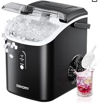 EUHOMY Nugget Ice Maker Countertop with Handle, Ready in 6 Mins, 34lbs Per Day, Removable Top Cover, Auto-Cleaning, Portable Sonic Ice Maker with Basket and Scoop customer photo 2
