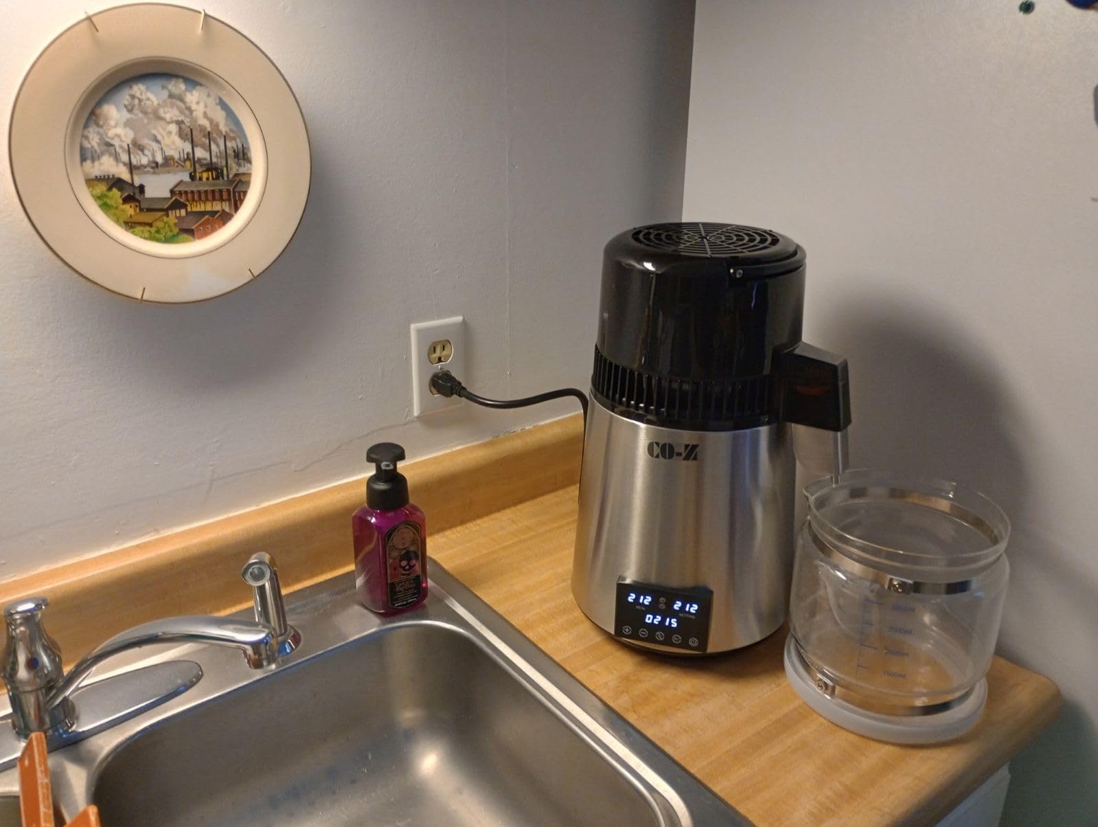 CO-Z 1.1 Gallon Water Distiller, 1750W Countertop Distilled Water Maker | 304 stainless steel, borosilicate glass carafe, dual temp display, timer, auto shut-off, TDS meter; for home, office, travel customer photo 1