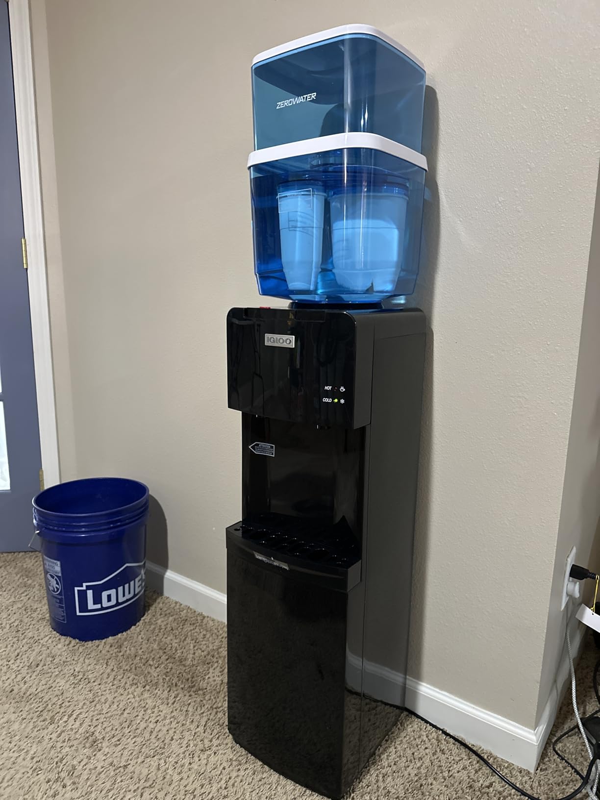 Igloo Top Loading Water Cooler with Removable Tray & Energy-Saving Features - Water Tower with Hot, Cold Temperature Settings- Water Dispenser Fits 3 & 5-Gallon Jugs with Child Safety Lock- Stainless customer photo 2