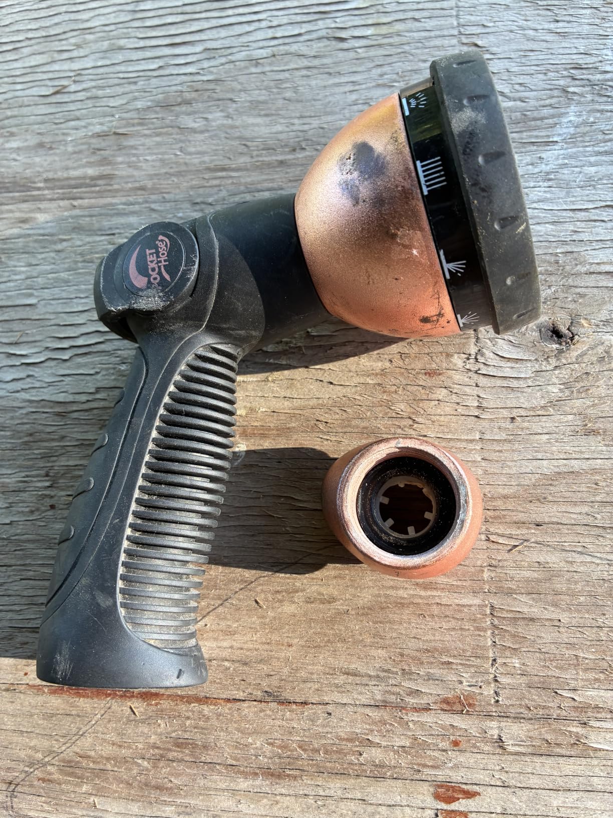 Pocket Hose 50 FT Copper Bullet Expandable Garden Hose w/10 Pattern Thumb Spray Nozzle AS SEEN ON TV 650psi 3/4 in Patented Lead-Free Ultra-Lightweight Solid Copper Anodized Aluminum customer photo 1