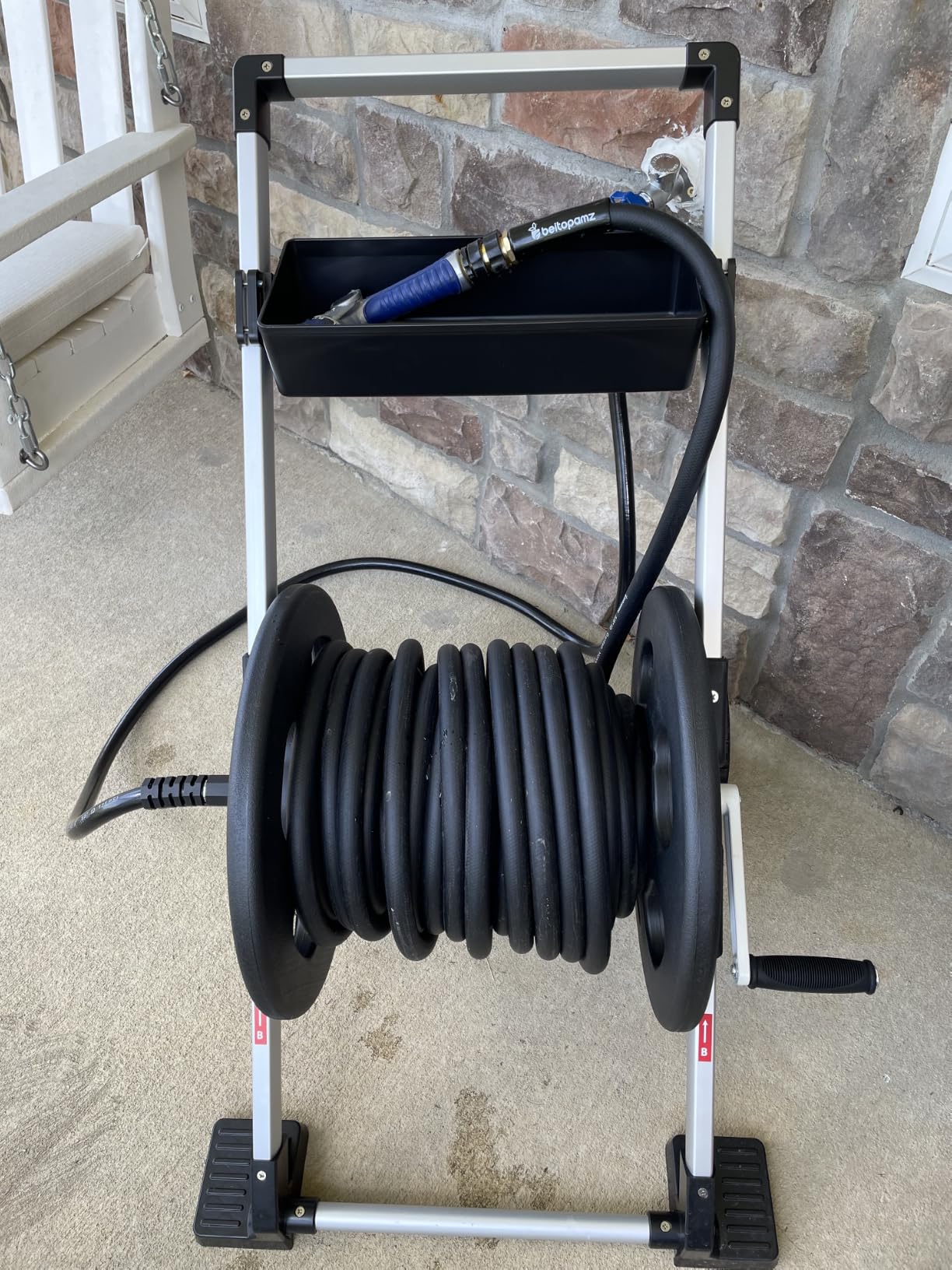 Liberty Garden 304 Explorer Two Wheel Hose Reel Cart, Aluminum, Holds 250-feet of 5/8