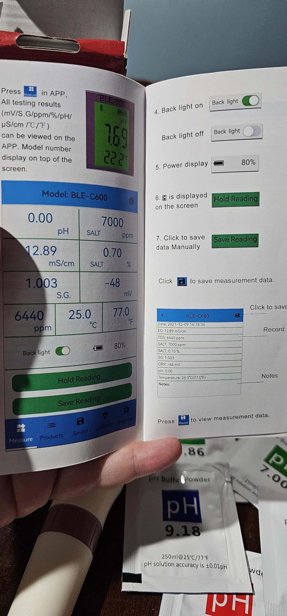 PH Meter & TDS Meter Digital Water Tester 5 in 1 Salinity Tester PH Temp EC and TDS Meter, PH Meter for Water with LCD Backlit, Water Testing Kits for Drinking Water, Wine, Swimming Pool, Hot Tub Spas customer photo 2