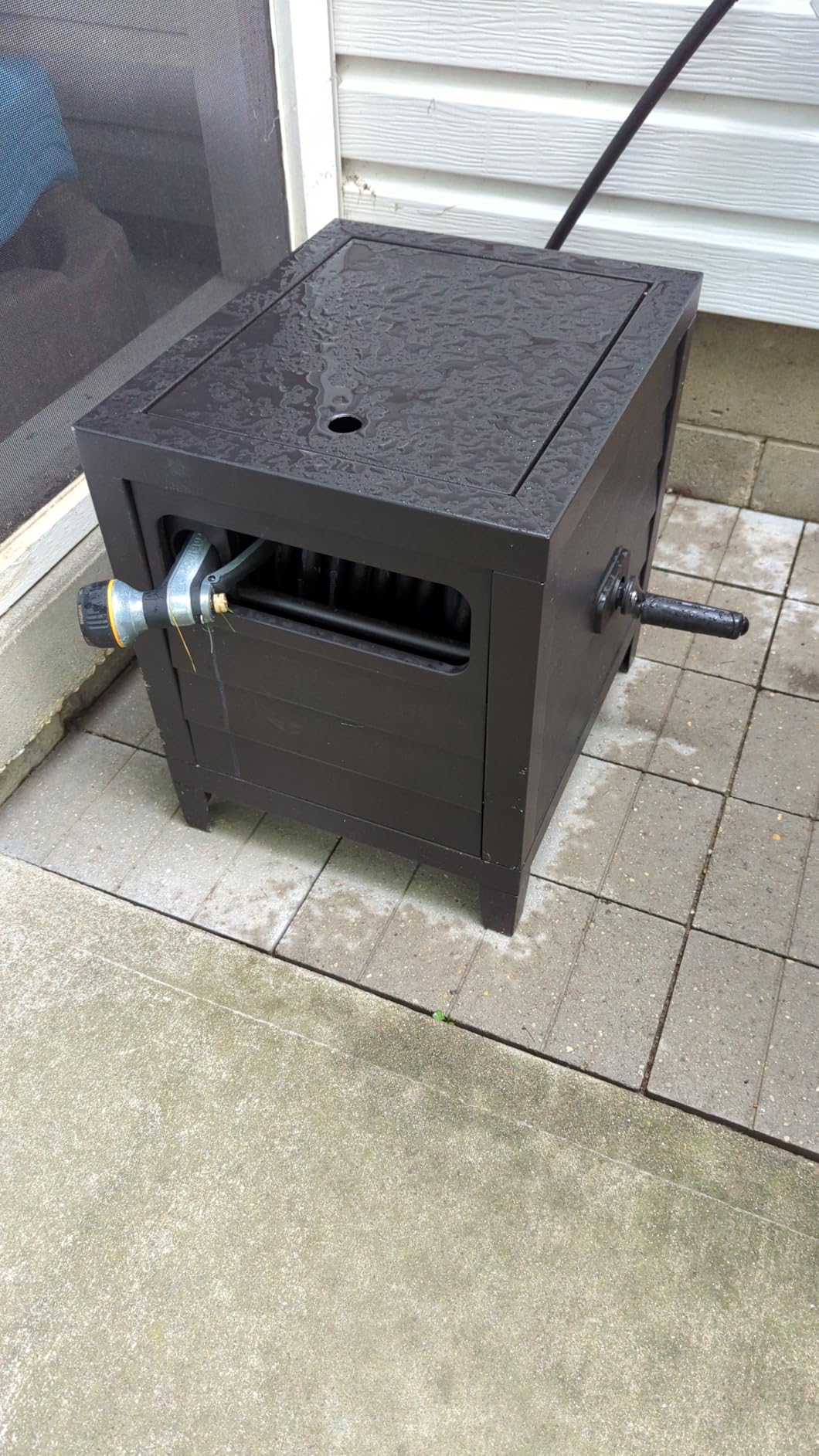 Metal Garden Hose Reel Deck box, Durable Steel Garden Hose Storage Box Cabinet, 150ft 5/8