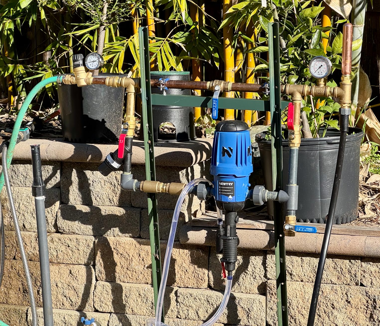 NEWTRY Fertilizer Injector for Drip Irrigation, 1%-10% Adjustable Dosing Pump, 3/4