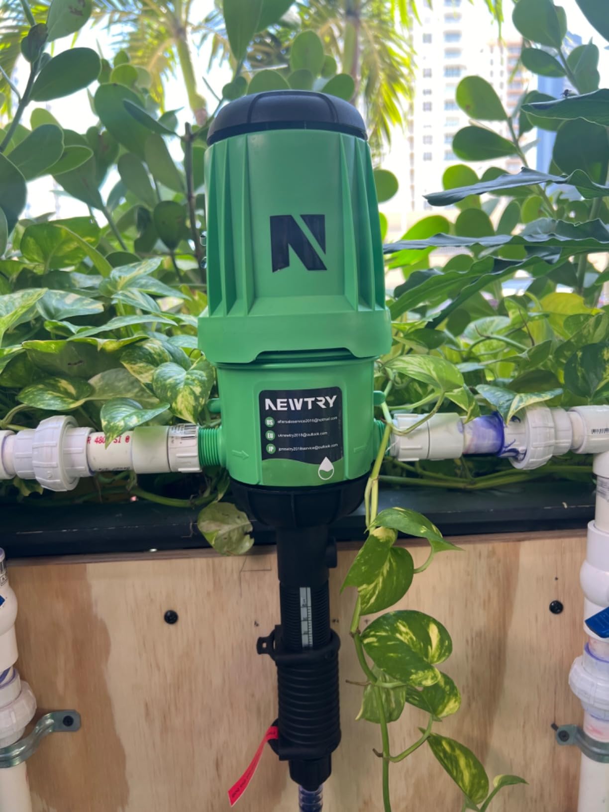 NEWTRY Fertilizer Injector for Drip Irrigation, 1%-10% Adjustable Dosing Pump, 3/4