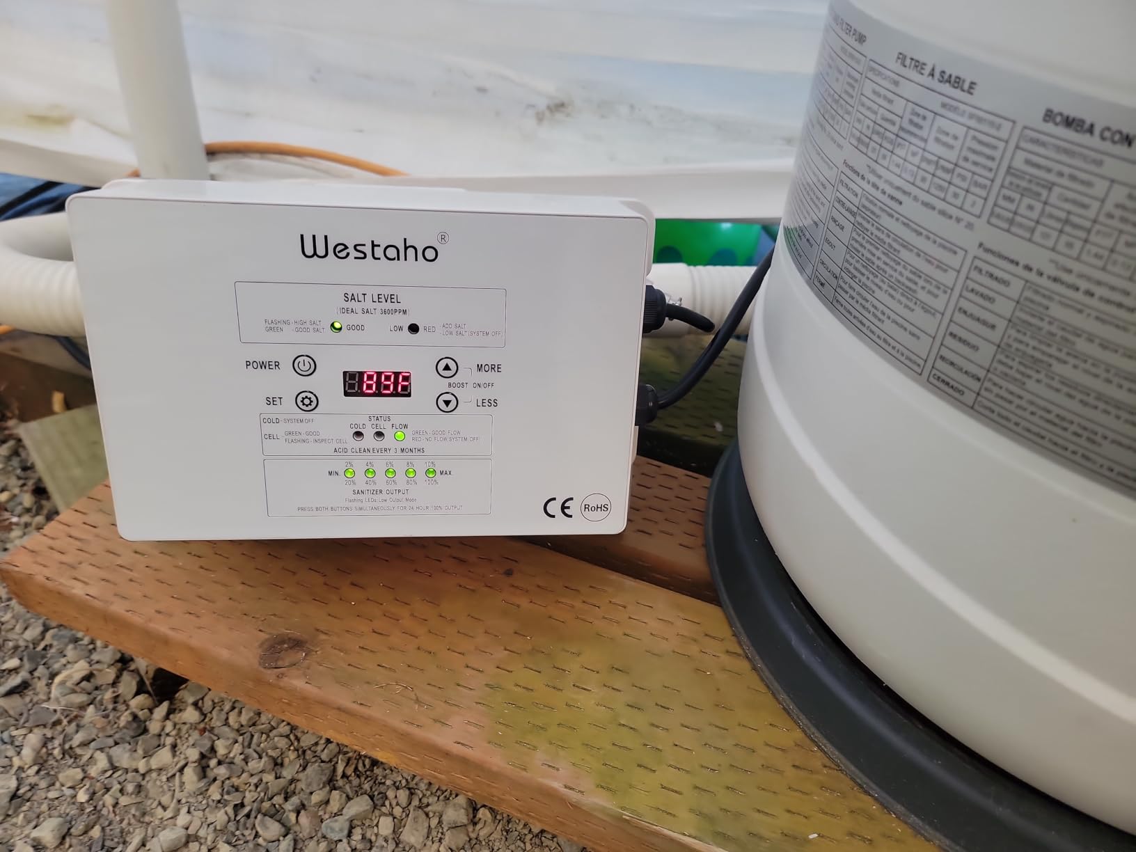Saltwater Pool System, Westaho Salt Chlorine Generator with USA Titanium Cell for Above Ground Pools Up to 15,000 Gallons, Compatible with Intex Pool, IP66 Waterproof customer photo 1