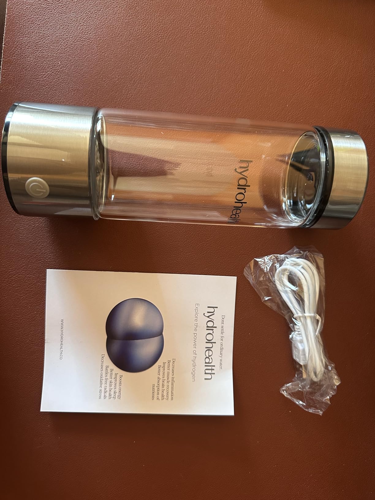 Hydrohealth Hydrogen Water Bottle for Kidney, Liver, Heart & Gut Health | 1600PPB with Advanced SPE/PEM Technology Filter | Rechargeable & Portable | Increase Energy, Strength & Metabolism - Pack of 1 customer photo 2