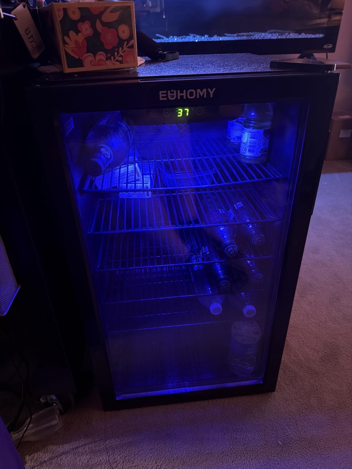 EUHOMY 18L Beverage Refrigerator Cooler, 24 Cans Mini Fridge with Quiet Compressor, Countertop Small Fridge with 40°F-61°F Digital Temperature Control, LED Light for Home, Bar, Office customer photo 1