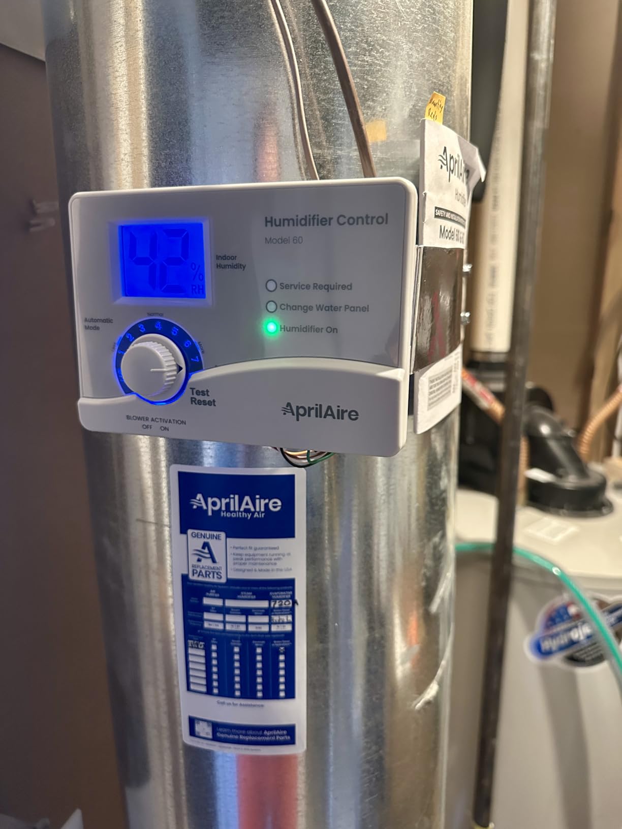 AprilAire 720A Whole-House Fan-Powered Evaporative Humidifier - 21 Gallons Per Day, Water Saving With Automatic Digital Control for up to 6,250 Sq. Ft., Part of the AprilAire Healthy Air System customer photo 1