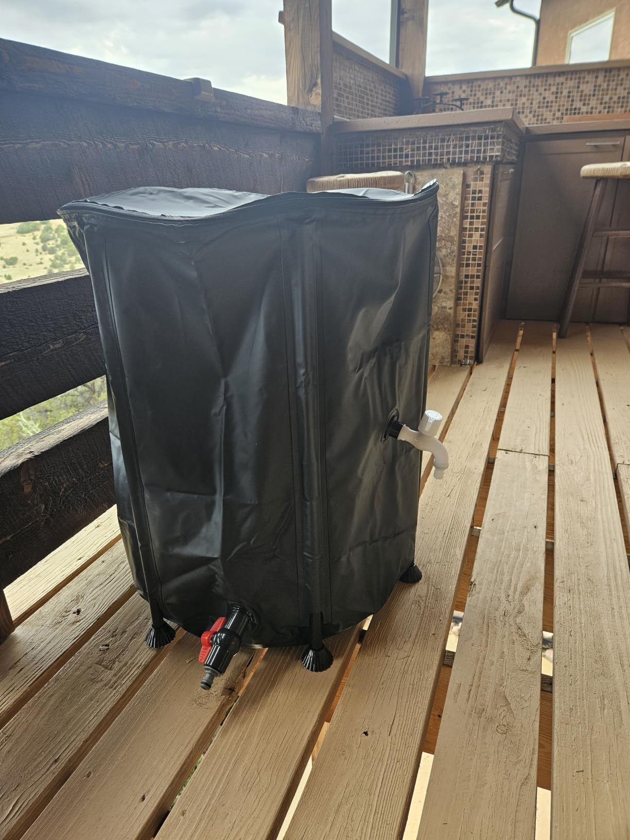 Collapsible Rain Barrel Water Storage Containers-53 Gallon Portable Rainwater Collect System Water Tank to Collect Rainwater from Gutter Downspout Water Catcher with Spigots,Filter＆Overflow Kits customer photo 1