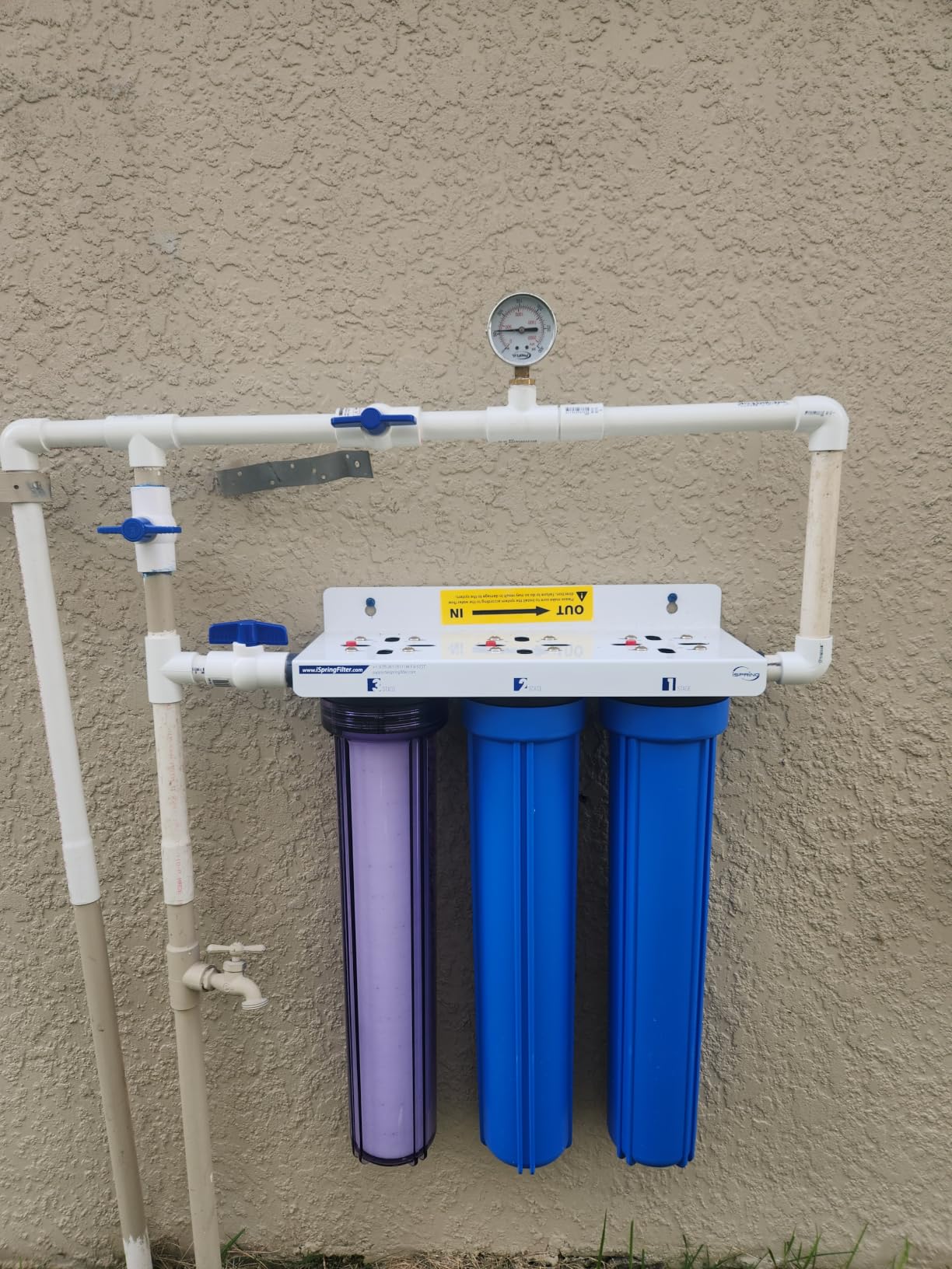 iSpring Heavy Metals Whole House Water Filter System, Reduces Lead, Chlorine, Sediments, Chloramine, PFAS, 3-Stage Filtration with Clear 1st-Stage Housing and 3/4