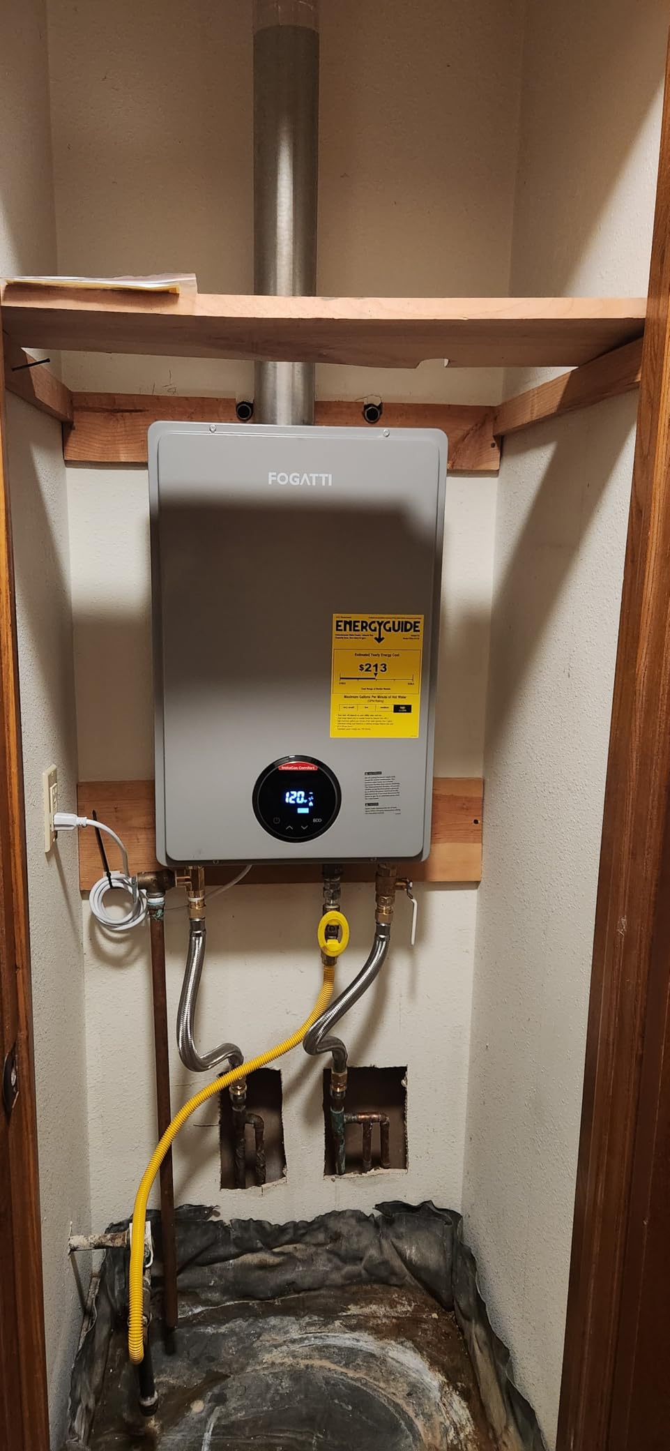 FOGATTI Natural Gas Tankless Water Heater Indoor - Max 7.5 GPM 170,000 BTU, CSA Certified Compact Design On Demand Instant Hot Water Heater - Instagas Comfort 170S Series customer photo 1