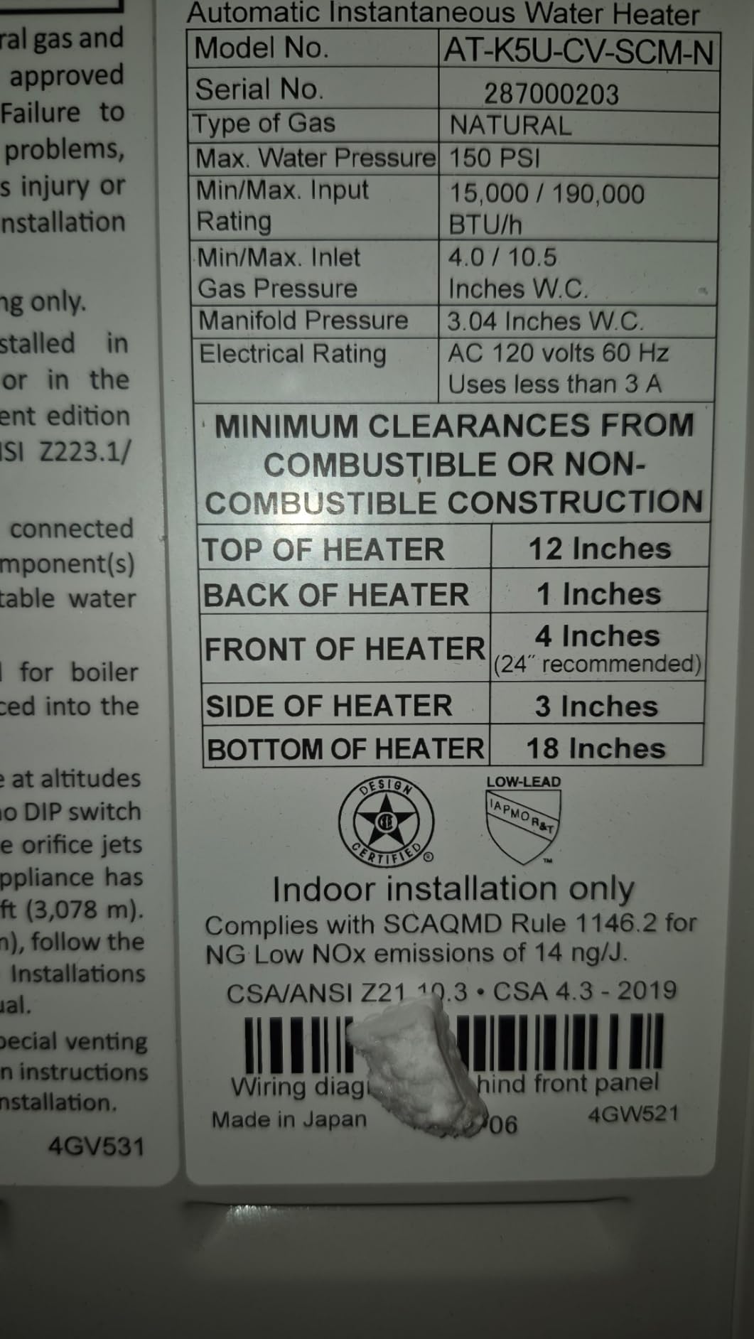 A. O. Smith Tankless Water Heater Natural Gas - Endless Instant Hot Water up to 10 GPM - Integrated Recirculation Pump - Indoor Condensing 199,000 BTU ProLine XE ATI-540P-N customer photo 1