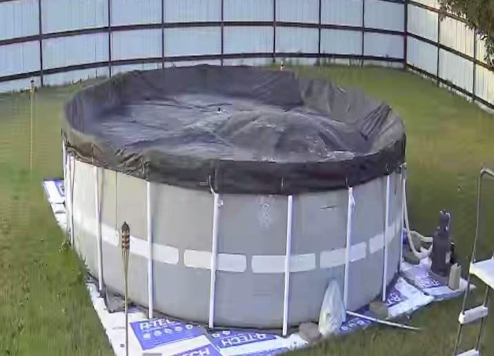 QH.HOME 18ft Round Pool Cover, Windproof Patented Ratchet & Heavy Duty Fabric | Snug Fit Weight Rings & Drawstring Design, Tear Resistant, Blocks Leaves & Waterproof customer photo 1