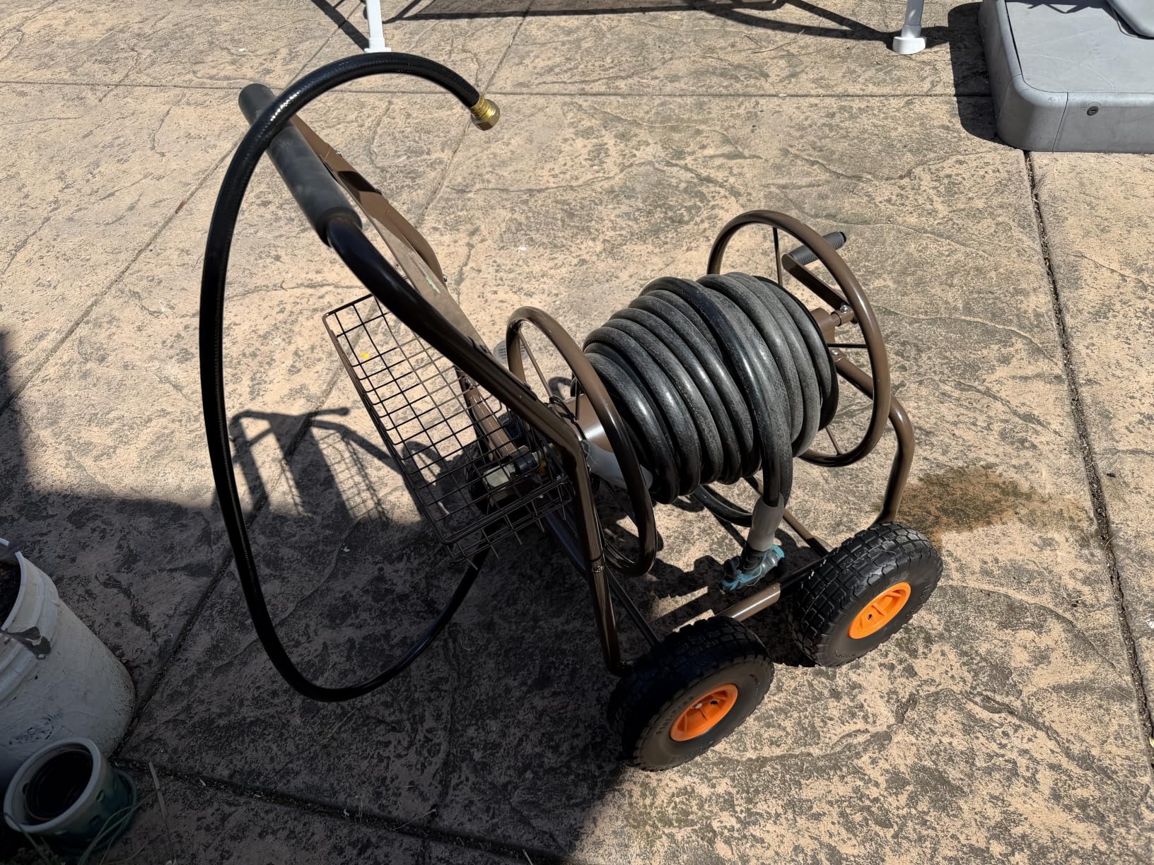 Upgrade Hose Reel Cart, Garden Hose Cart 4 Wheels, Holds 300ft 5/8