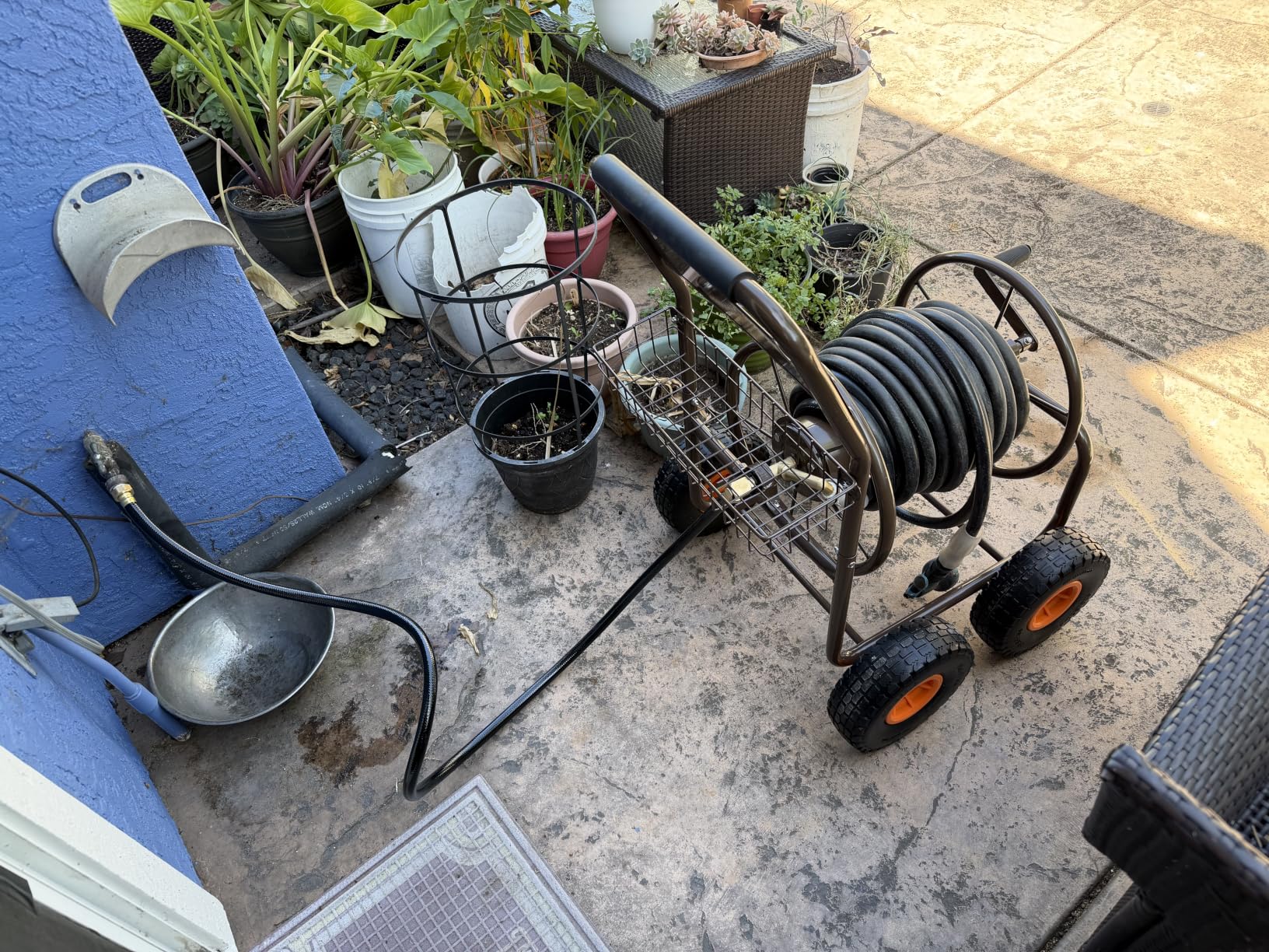 Upgrade Hose Reel Cart, Garden Hose Cart 4 Wheels, Holds 300ft 5/8
