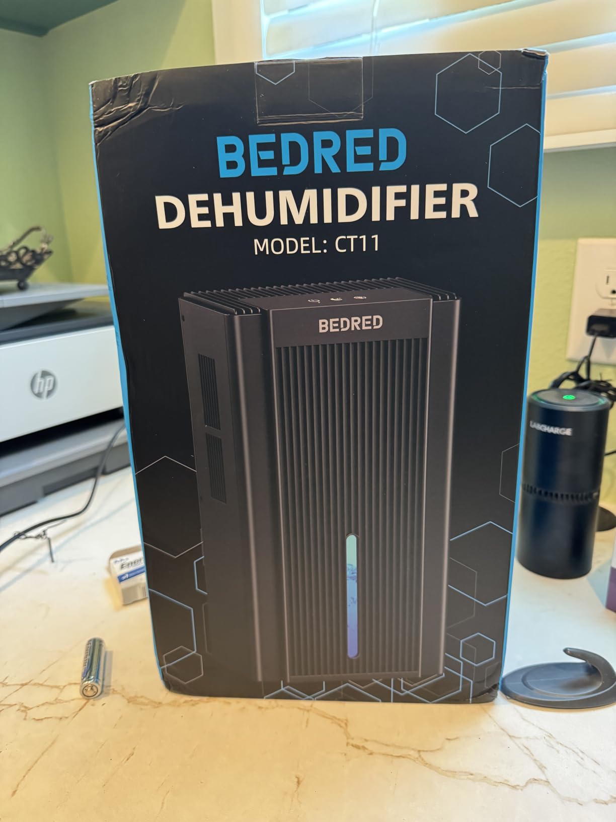 BEDRED Dehumidifier, 95OZ Dehumidifier for Home 1000 sq ft - Quiet with Auto Shut Off & Relaxing 7 Color Ambient Light, Ideal for Livingroom, Bedroom, Basement (Black) customer photo 1