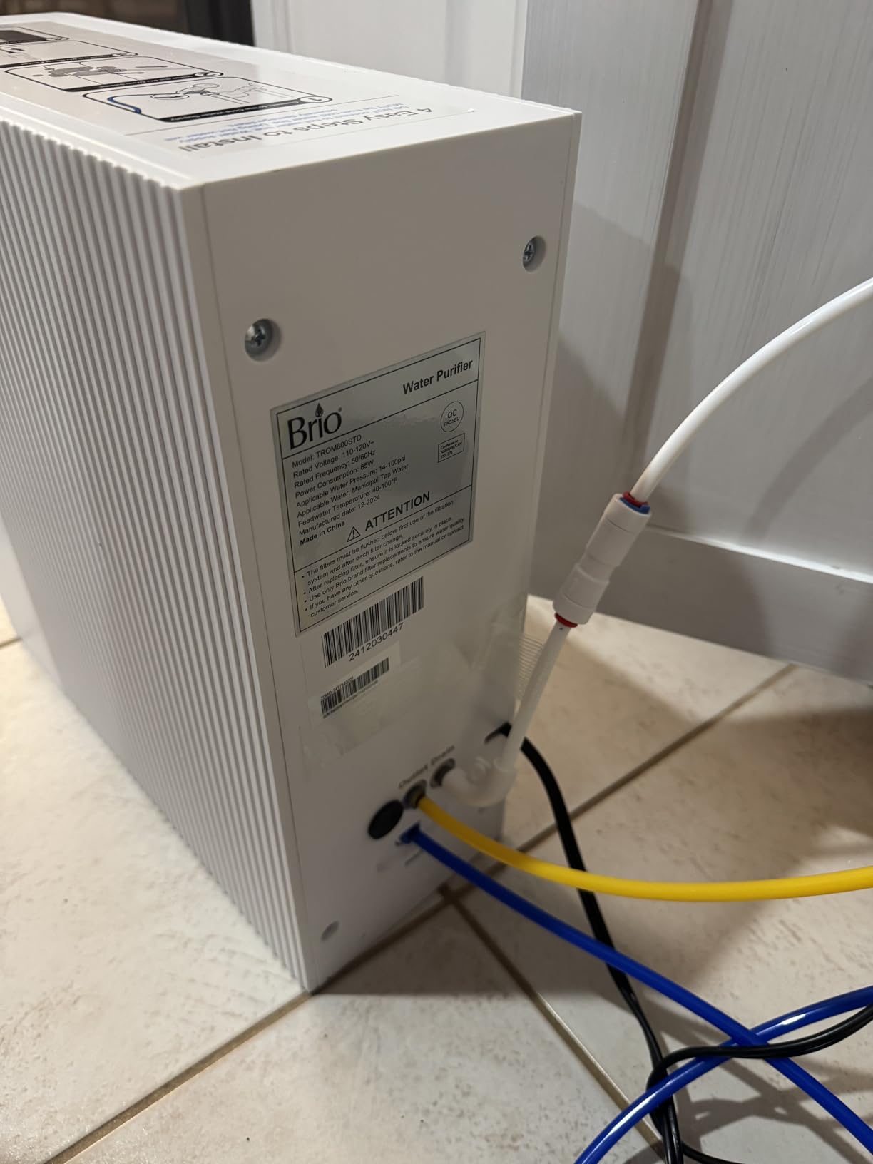 Brio SIMPL Reverse Osmosis Tankless Water Filter System for Clean Drinking Water | 4-Stage Undersink 0.0001 Micron RO Filtration | Reduces PFAS, Dirt, Rust, Chlorine, VOCs & Heavy Metals | 600 GPD customer photo 2