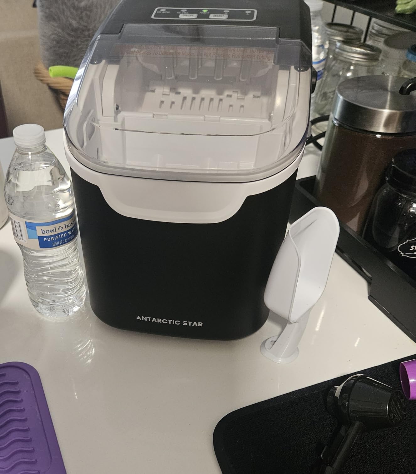 Countertop Ice Maker Machine, 8 Ice Cubes in 6 mins, 26lb/Day Ice with 2 Sizes- Portable Mini, Energy Saving & Basket/Scoop for Home/Party/Travel/Camping/Bar, Black customer photo 1