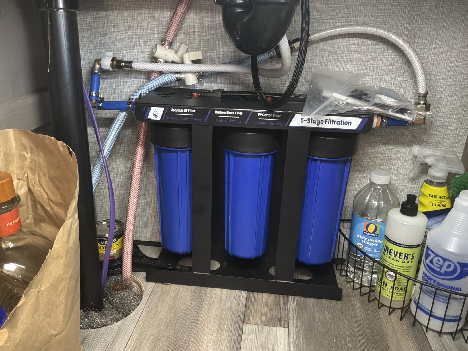 RV Water Filter System,5-Stage Water Filtration for Rvs and Campers, 0.01 Micron Filters Out Sediments, Chlorine, VOCs, Heavy Metals, Odors for Travel Trailers, Boats, 1