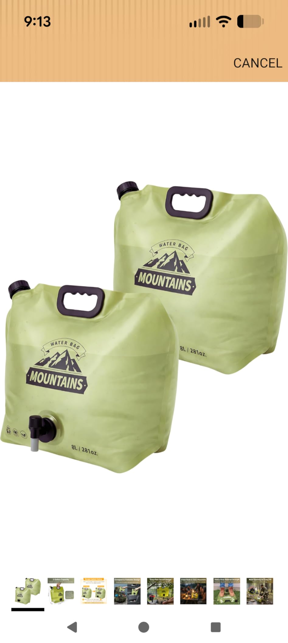Camping Water Container 2 Gallon Collapsible Water Jug with Spout - Reusable Plastic Flasks, Foldable Empty Gallon Jug for Water Storage, Water Bag for Outdoor Hiking Emergency Prep (2 Pack) customer photo 2