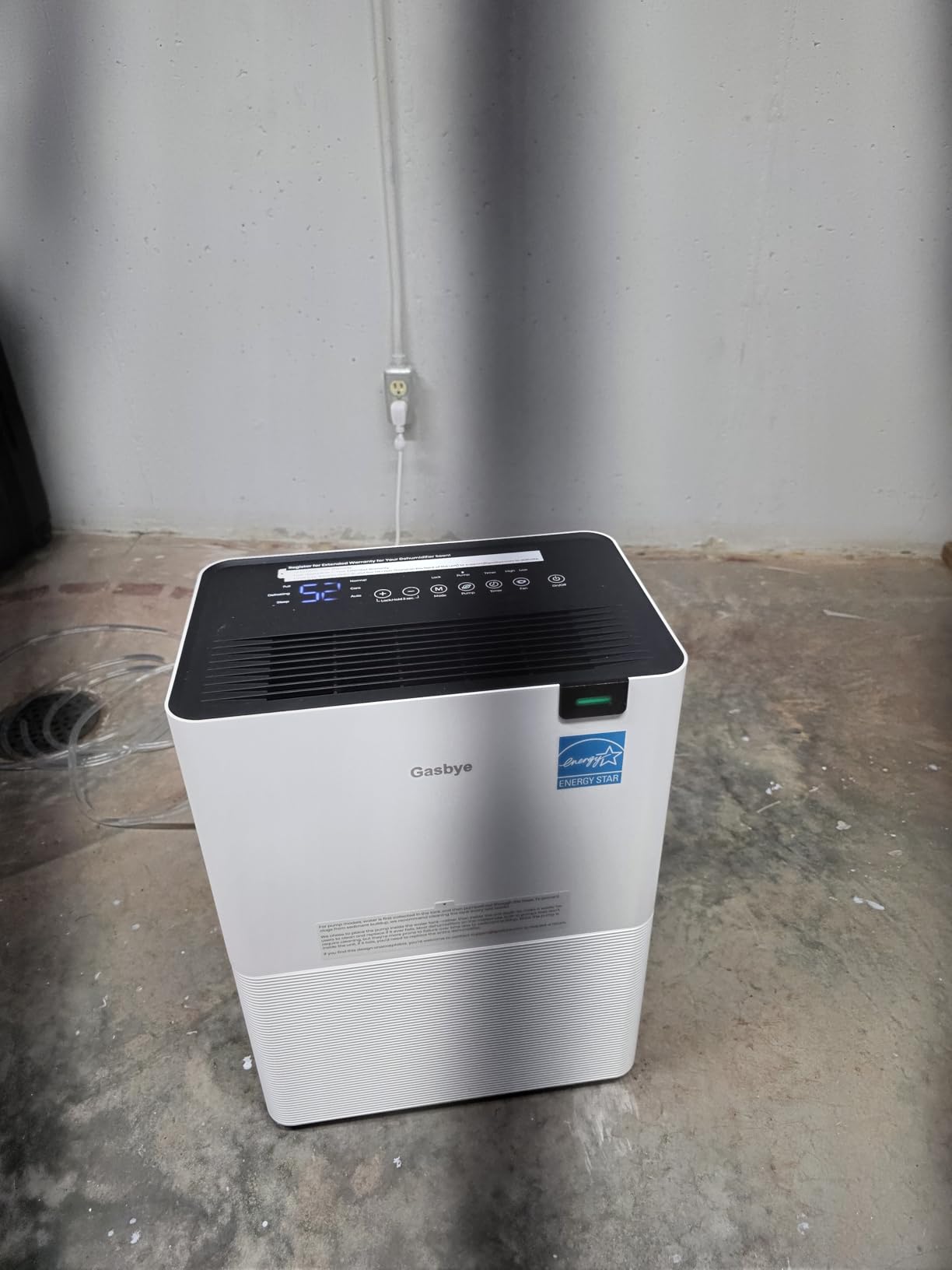 Gasbye Energy Star 2026 Dehumidifier with Replaceable Pump for Basement - 44dB Quiet, Easy to Clean & Clog-Free, Max 75 Pints/Day, 16.5ft Drain Hose, Auto Shut-Off, Auto Restart, White customer photo 1