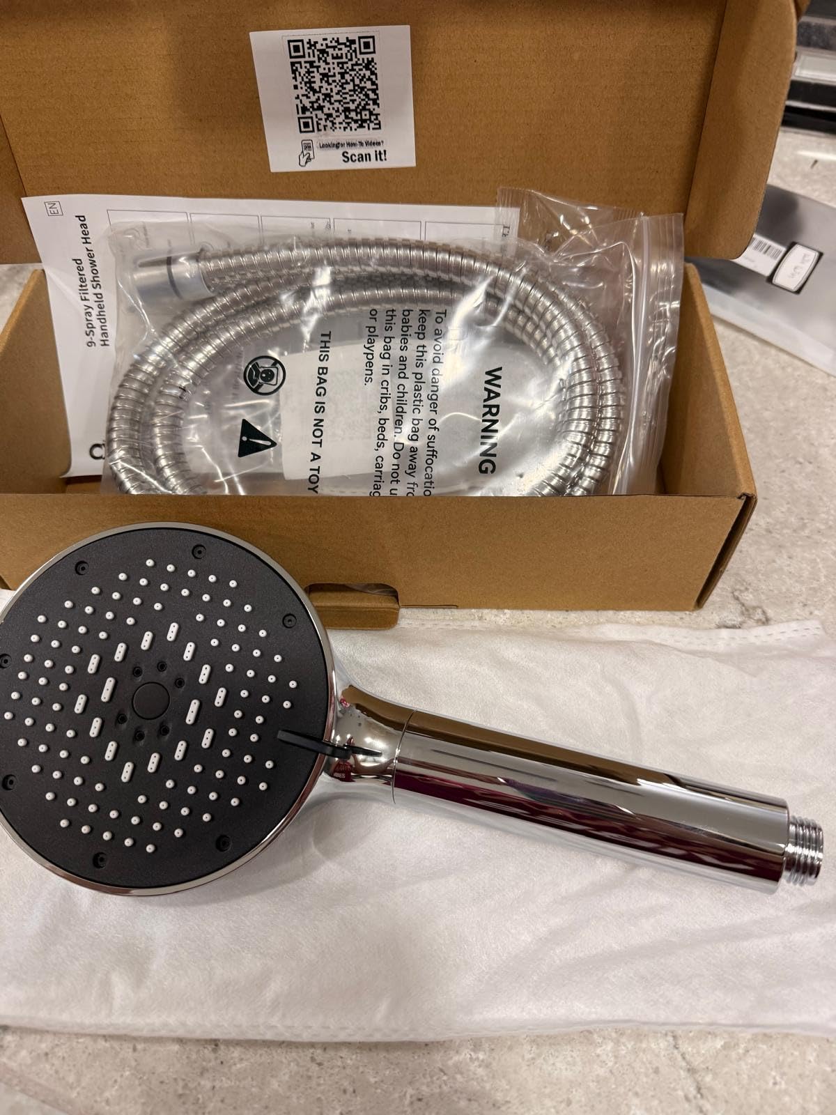 SR SUN RISE NSF Certified Filtered Shower Head with Handheld for Hard Water to Remove Chlorine High Pressure 9-Spray Setting (with Power Wash) Anti-Clog Nozzles (1 Filter, Chrome Silver) customer photo 1
