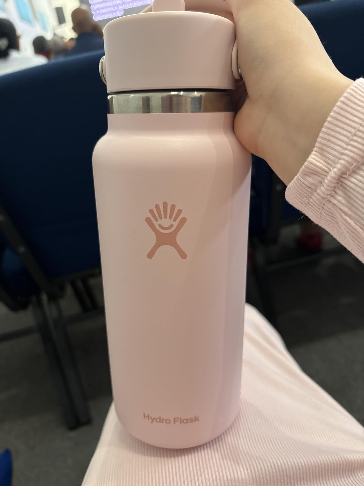 Hydro Flask Water Bottle - Insulated Stainless Steel - Wide Straw Lid, Non Spill, Leakproof in 24 Oz Harbor Blue customer photo 2