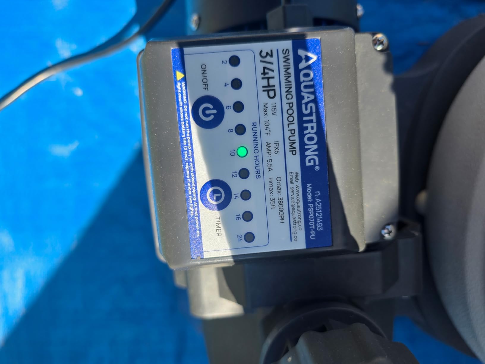 AQUASTRONG 16in Sand Filter Pump with Timer, 3/4 HP customer photo 2