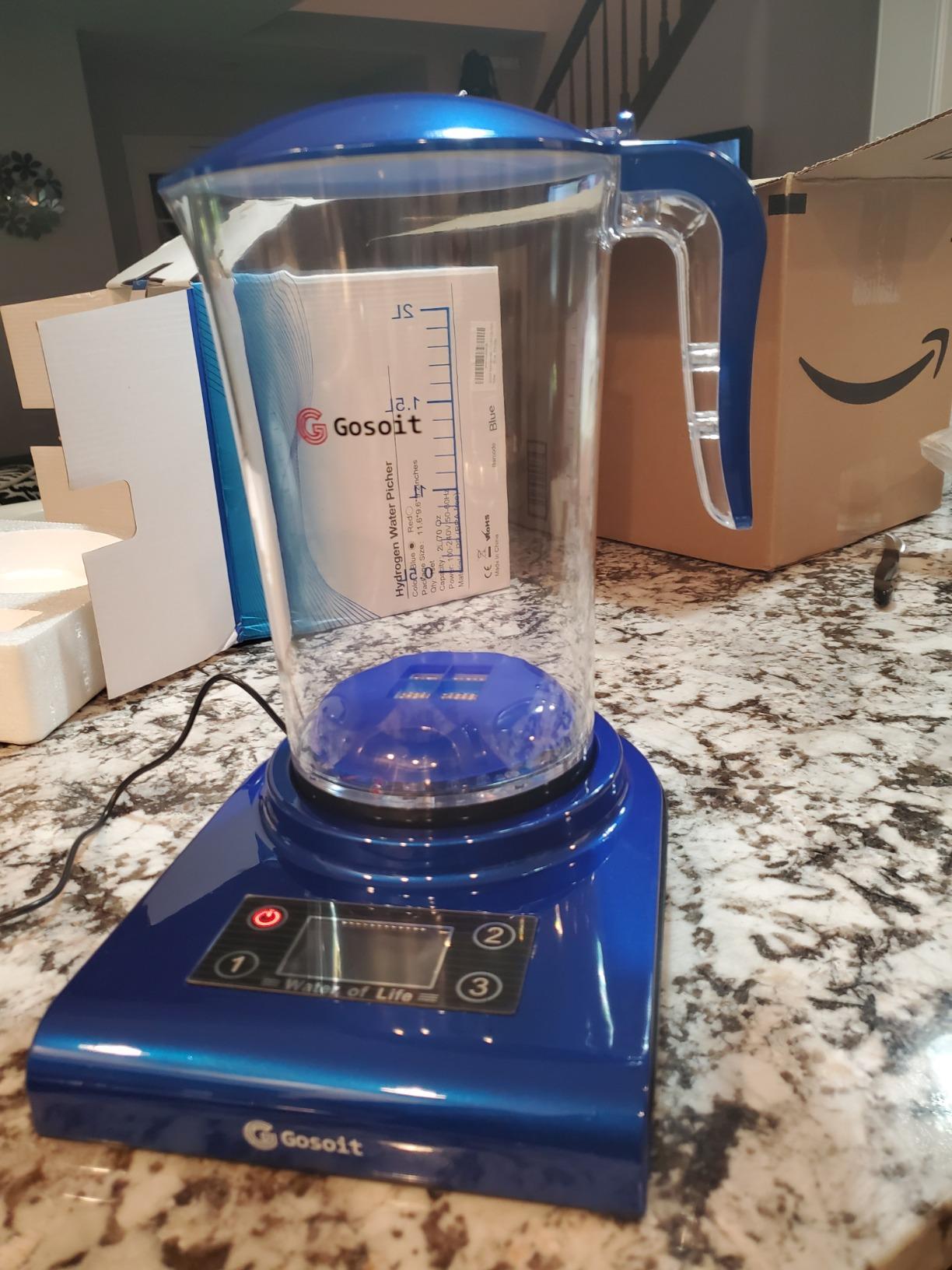 Hydrogen Alkaline Water Pitcher Bottle Machine Hydrogen Water Generator Maker Ionizer Hydrogen Water System Jug Dispenser with LED Display and Smart Touch Operation 2500ML (Navy Blue) customer photo 1