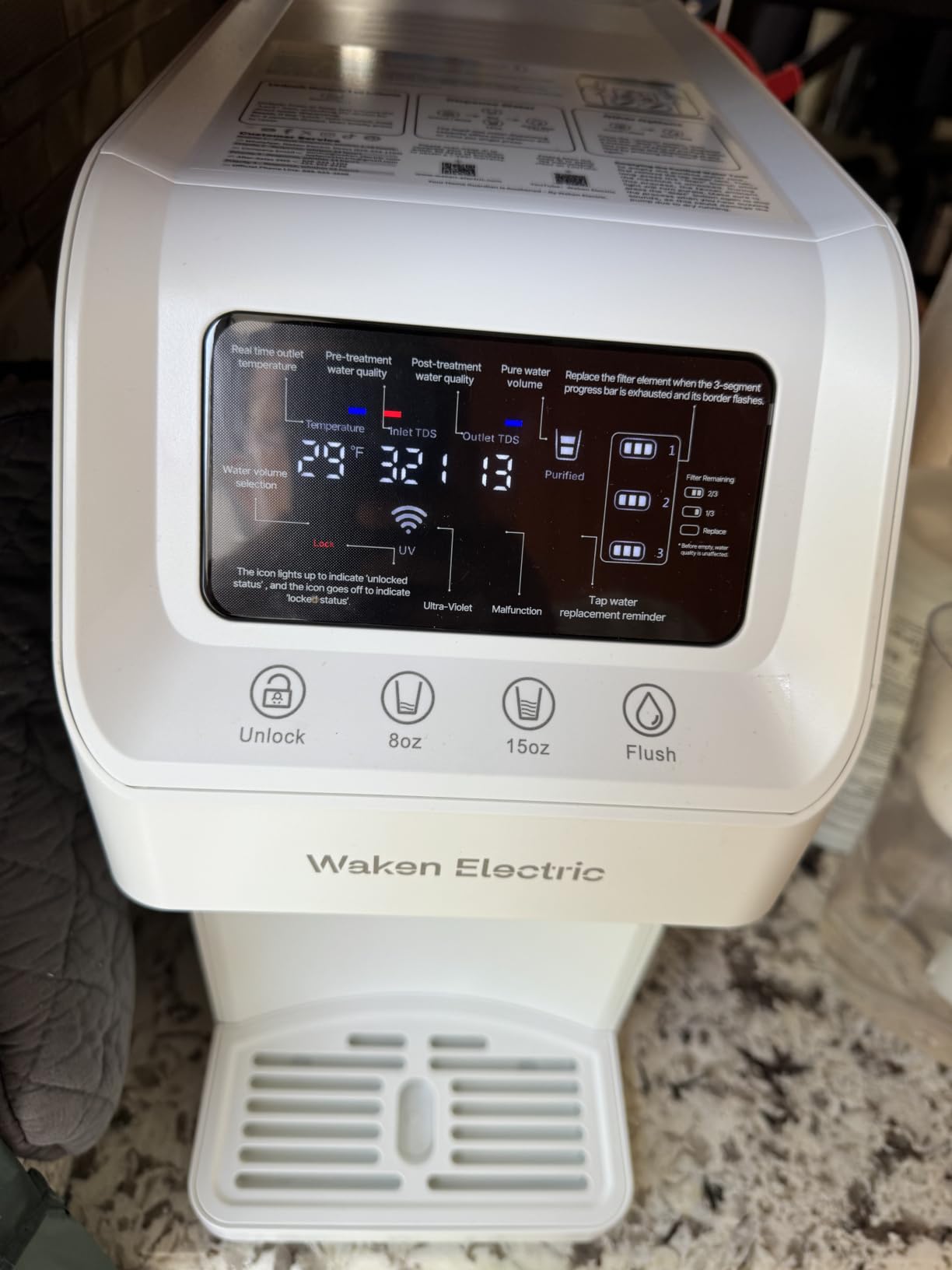 Waken Electric UV Countertop RO Water Filter, NSF/ANSI 58&61 Certified, 8 Stage Filter, TDS Monitor, 4:1 Drain, No Install, PFAS Free (Grey) customer photo 1