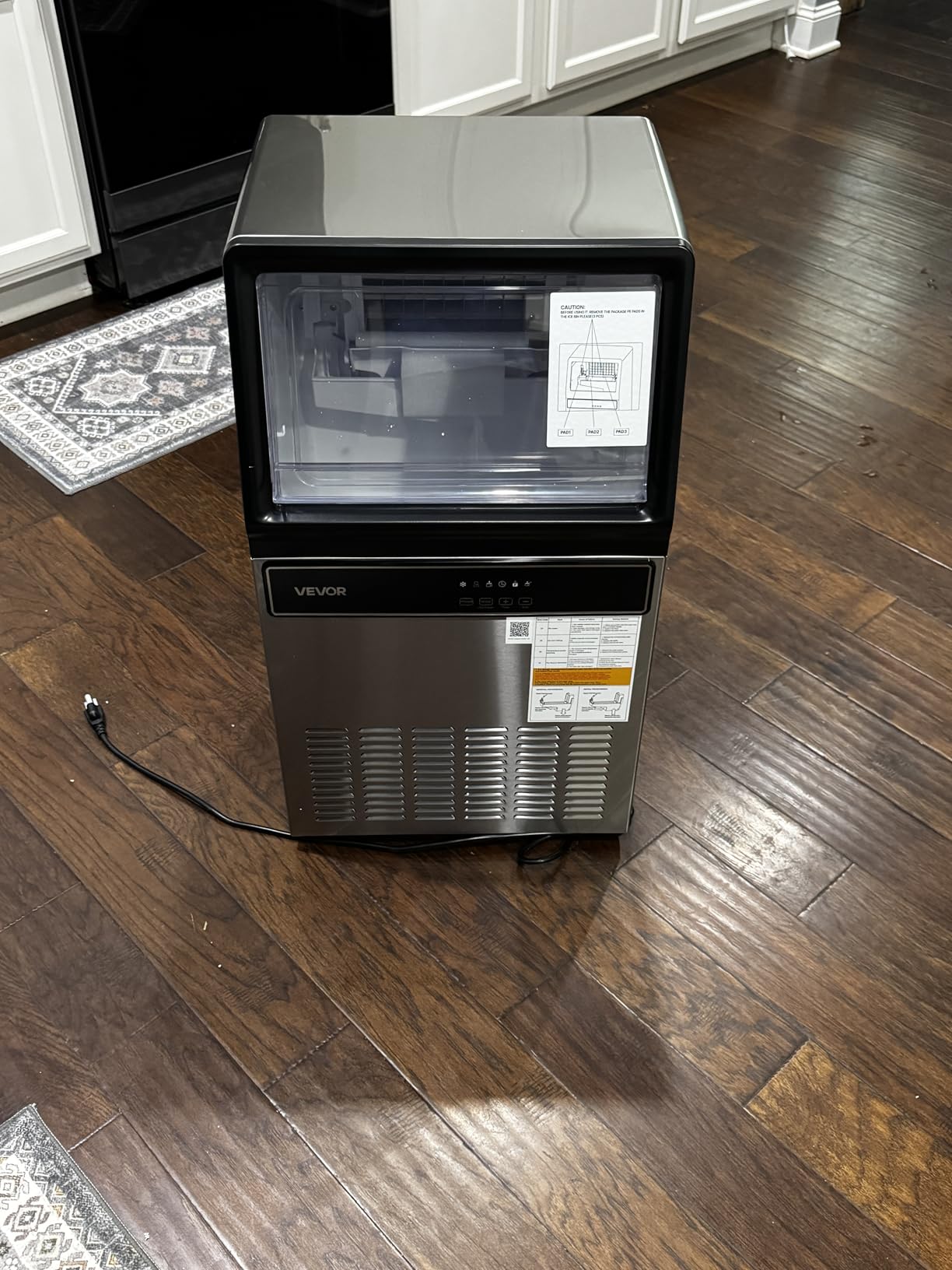 VEVOR Commercial Ice Maker Machine, 120 lbs/24H Ice Production, 33 lbs Storage Bin, 45 Cubes per Cycle, Stainless Steel Under Counter & Freestanding Ice Maker with LED Display, Self-Cleaning customer photo 2
