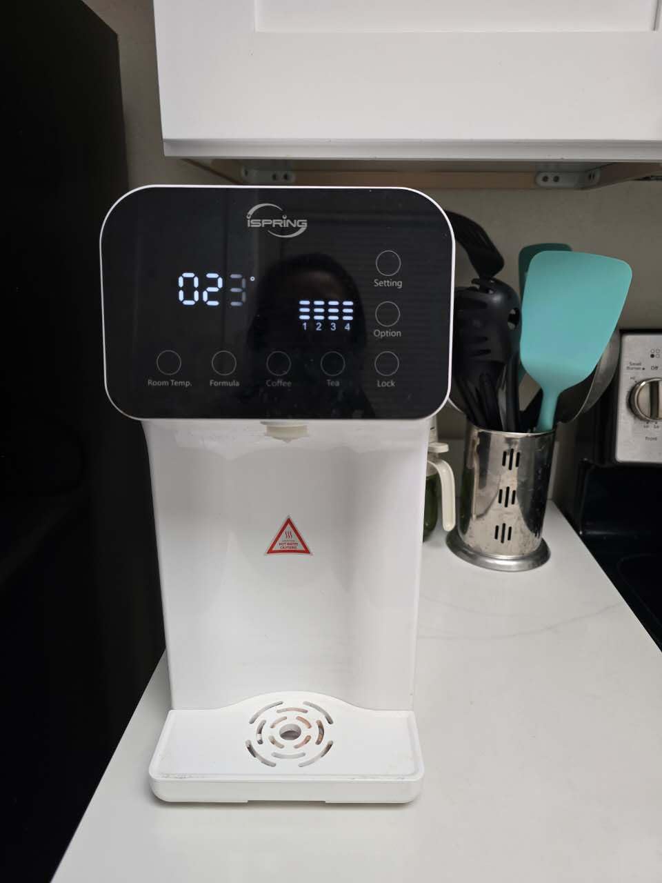 iSpring RCD100UHCG UV Alkaline Hot & Cold Countertop Reverse Osmosis Water Filter Dispenser with Mineral & LED UV Filter, 9 Temp Options (50-210F), 6 Volumes, TDS & Filter Life Monitor customer photo 2