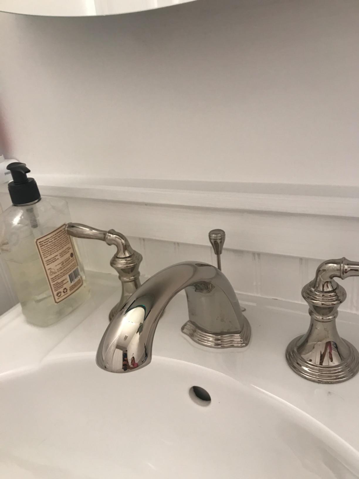 Kohler K-394-4-CP Devonshire Widespread Bathroom Sink Faucet, Pop-Up Drain Assembly, 3-Hole Bathroom Faucets, 2-Handle, 1.2 GPM, Polished Chrome customer photo 1