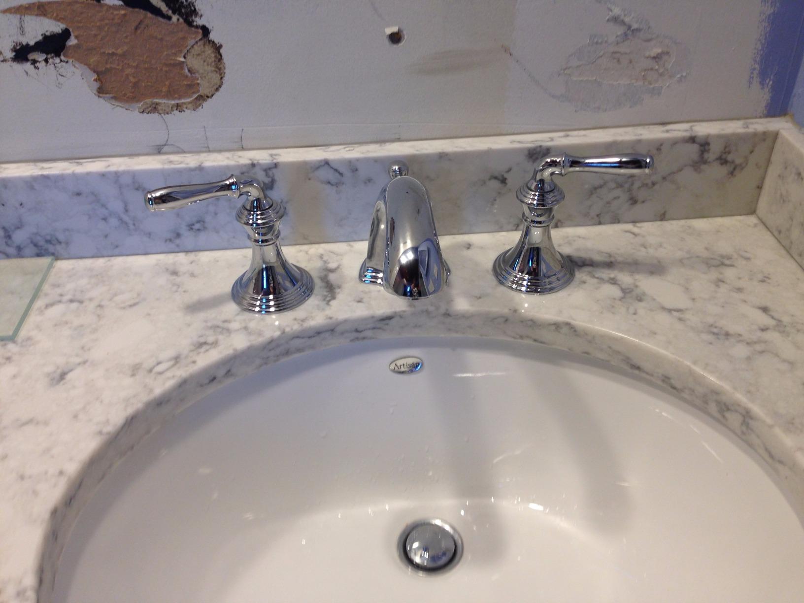 Kohler K-394-4-CP Devonshire Widespread Bathroom Sink Faucet, Pop-Up Drain Assembly, 3-Hole Bathroom Faucets, 2-Handle, 1.2 GPM, Polished Chrome customer photo 2