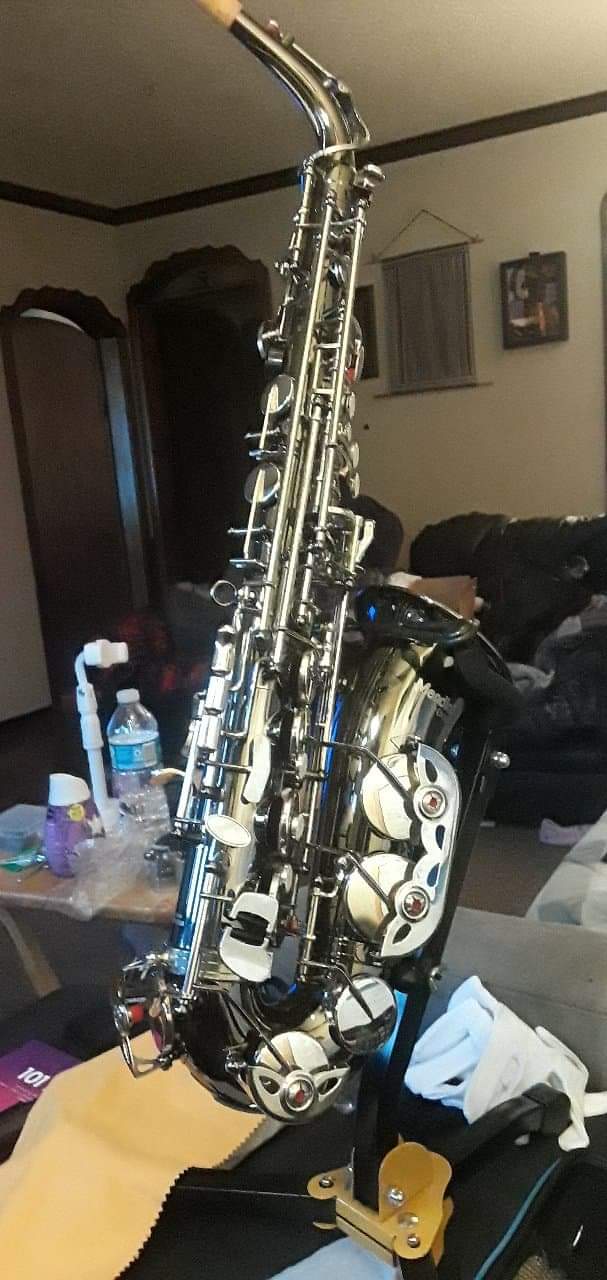 Mendini By Cecilio Eb Alto Saxophone Kit for Beginner - Silver customer photo 1