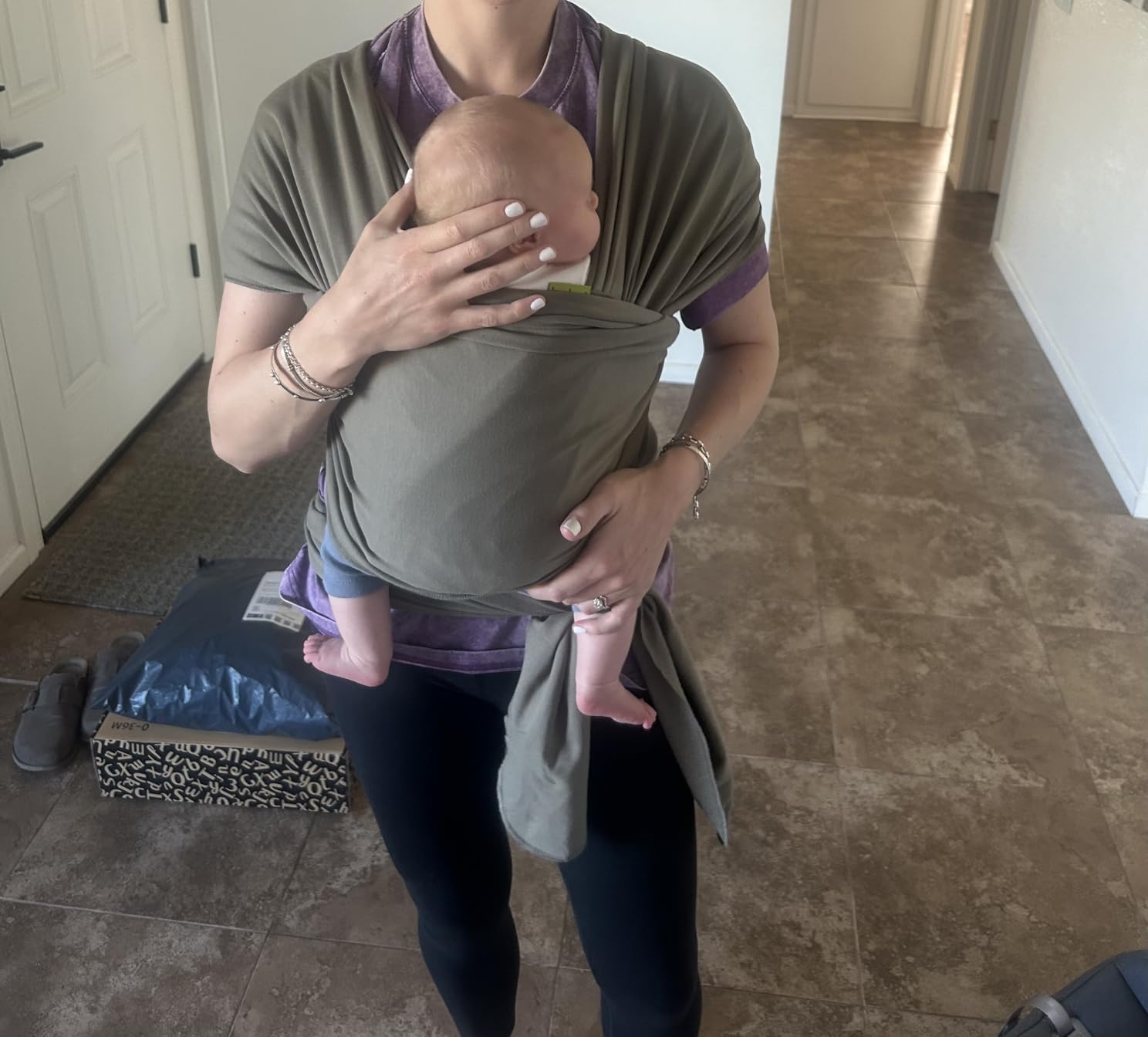 Boba Baby Wrap Carrier - Original Baby Sling Carrier for Newborns (7-35 lbs), Soft, Secure, Hands-Free & Ergonomic, Ideal for Comfortable Bonding, New Parents (Grey) customer photo 1